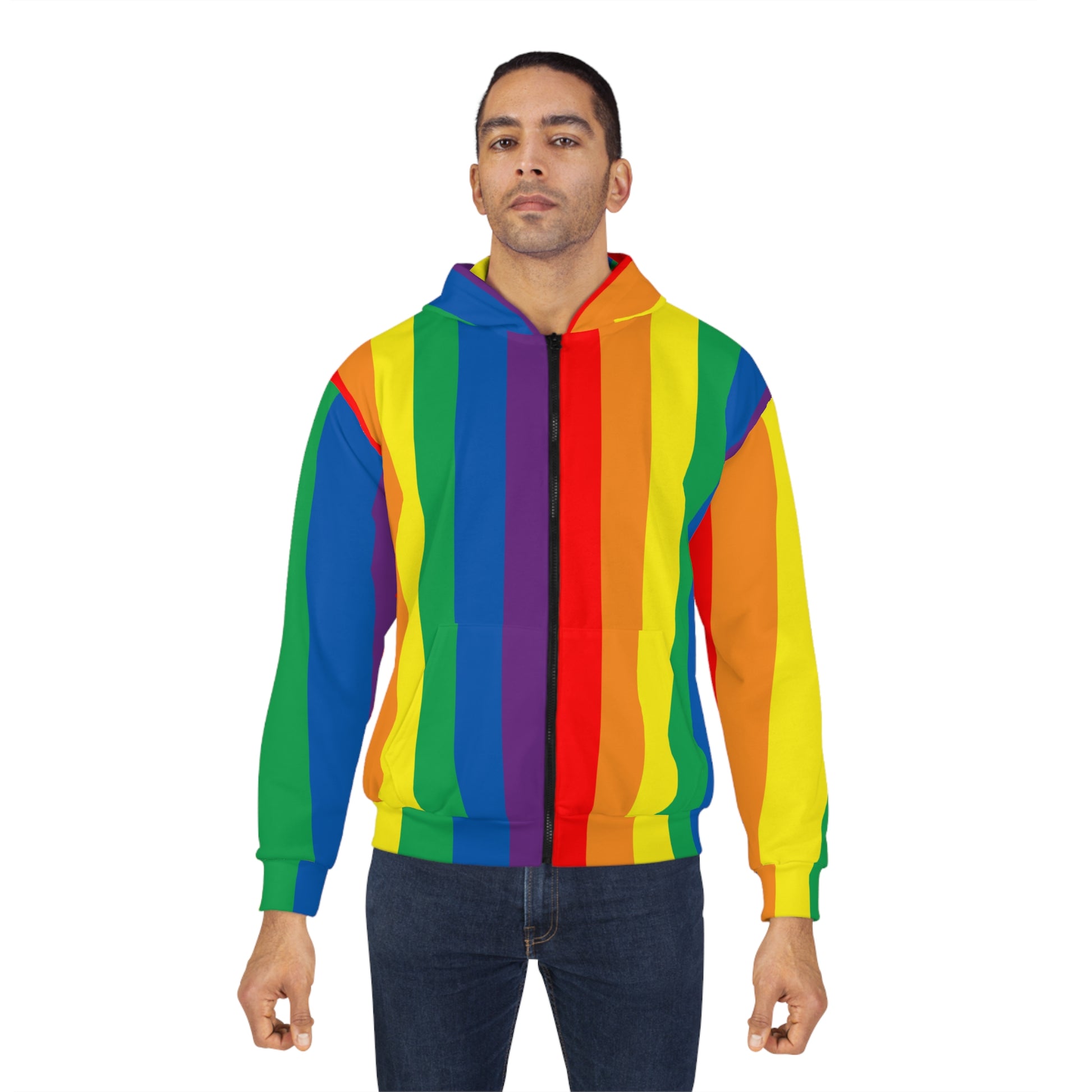Rainbow Unisex Zip Hoodie LGBTQ Rainbow Pride Hoodie Gay Pride Hoodie Rainbow Sweatshirt Zip up Rainbow Hoodie LGBTQ Pride Sweatshirt Hoodie front 