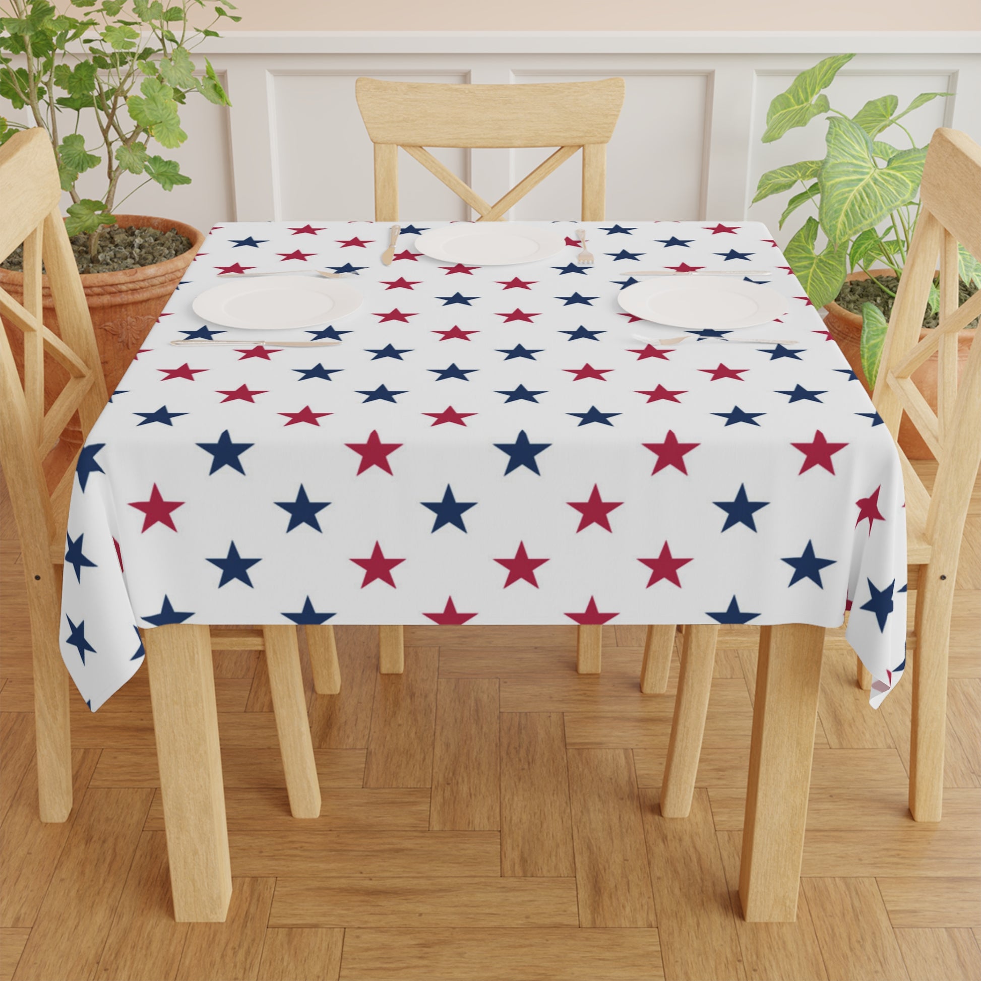 Red white blue stars fourth of july tablecloth celerbate america home decor