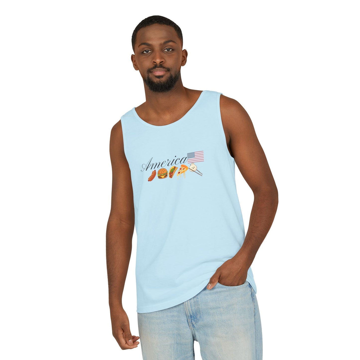 Celebrate American diveristy fourth of july tank light blue