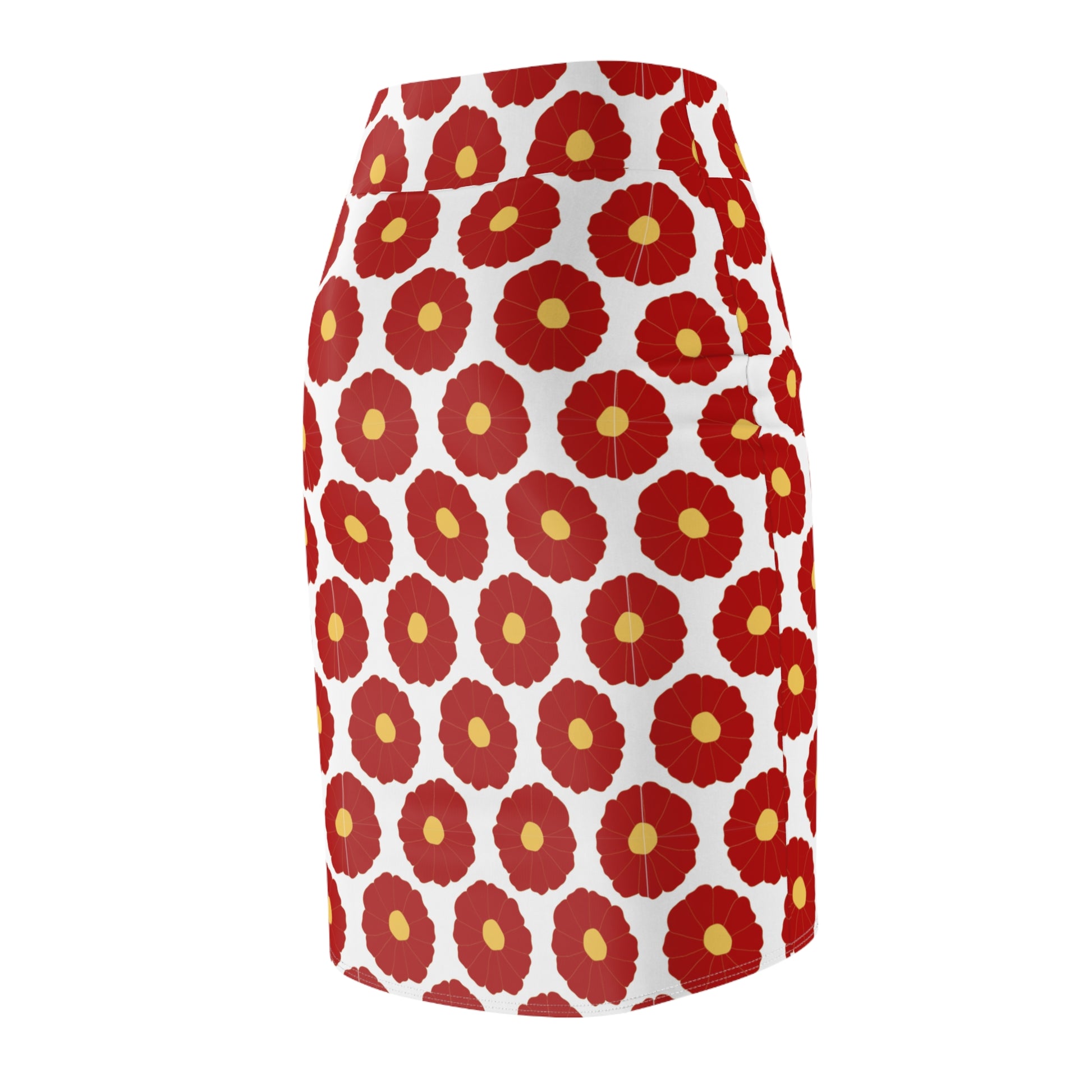 Side view of Retro cardinal and gold floral skirt styled for USC gameday girls—lightweight, flowy, and perfect for tailgates or campus strolls