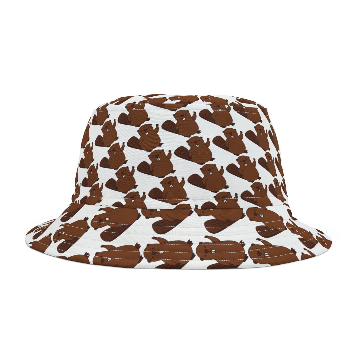 Front view of black and orange Beaver bucket hat—styled for Oregon State gamedays with playful beavers and relaxed fit