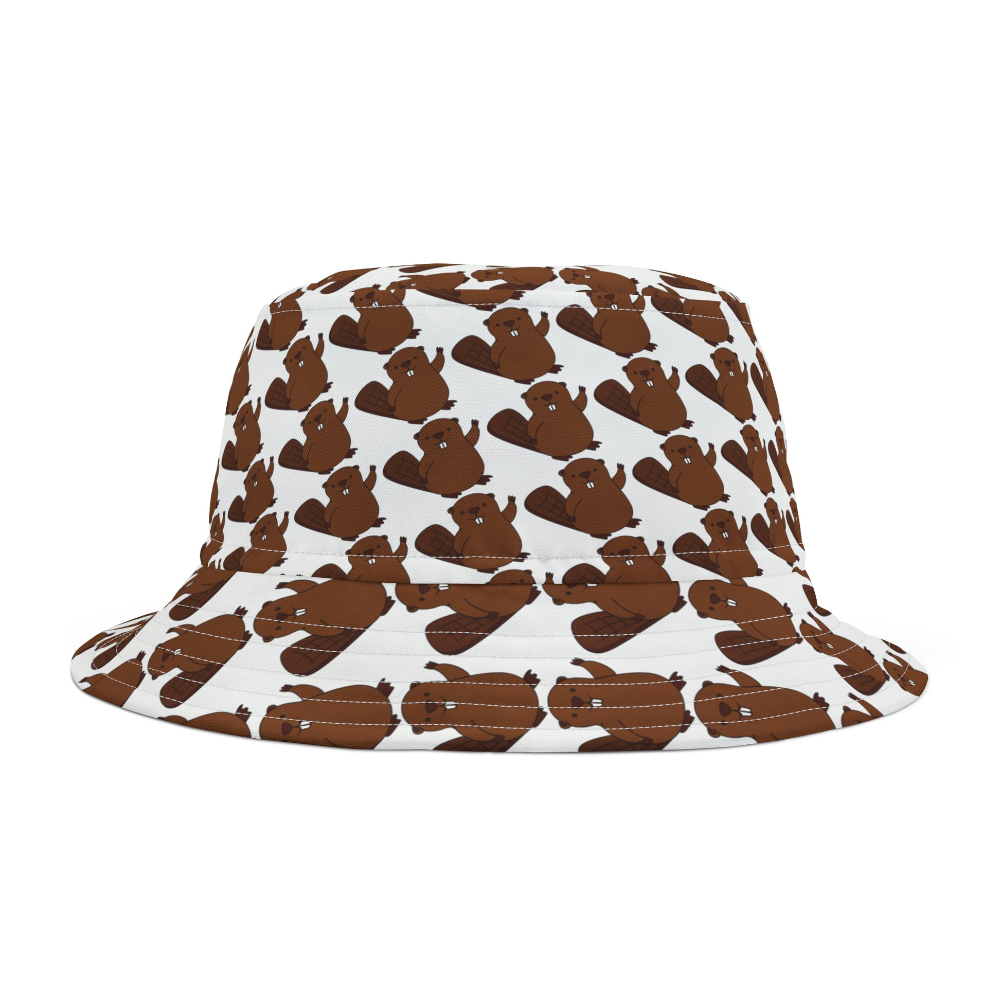 Front view of black and orange Beaver bucket hat—styled for Oregon State gamedays with playful beavers and relaxed fit