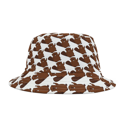 Front view of black and orange Beaver bucket hat—styled for Oregon State gamedays with playful beavers and relaxed fit