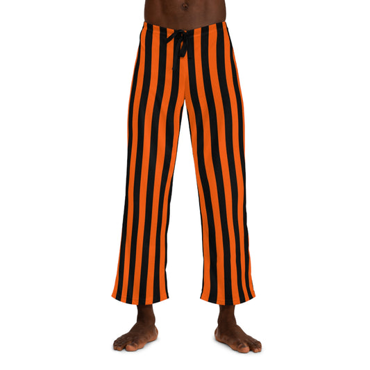 Front view of black and orange striped pajama pants—relaxed fit styled for Oregon State holiday lounging and gameday recovery