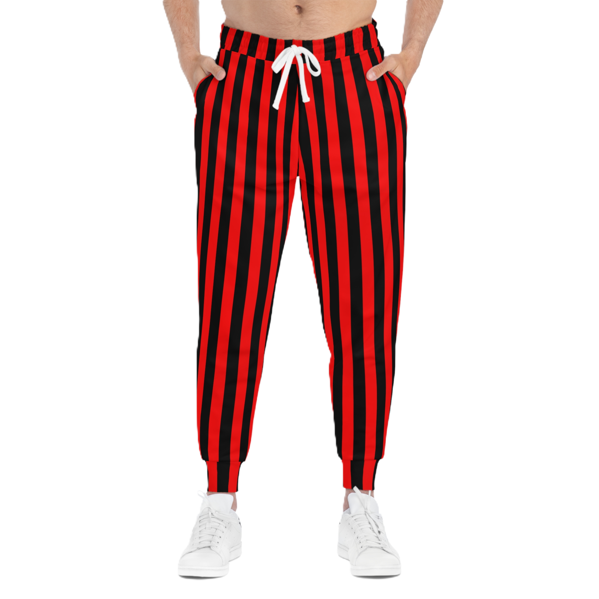Model wearing red and black gameday look with bold stripes and flirty flair—capturing Athens tailgate energy and SEC football style