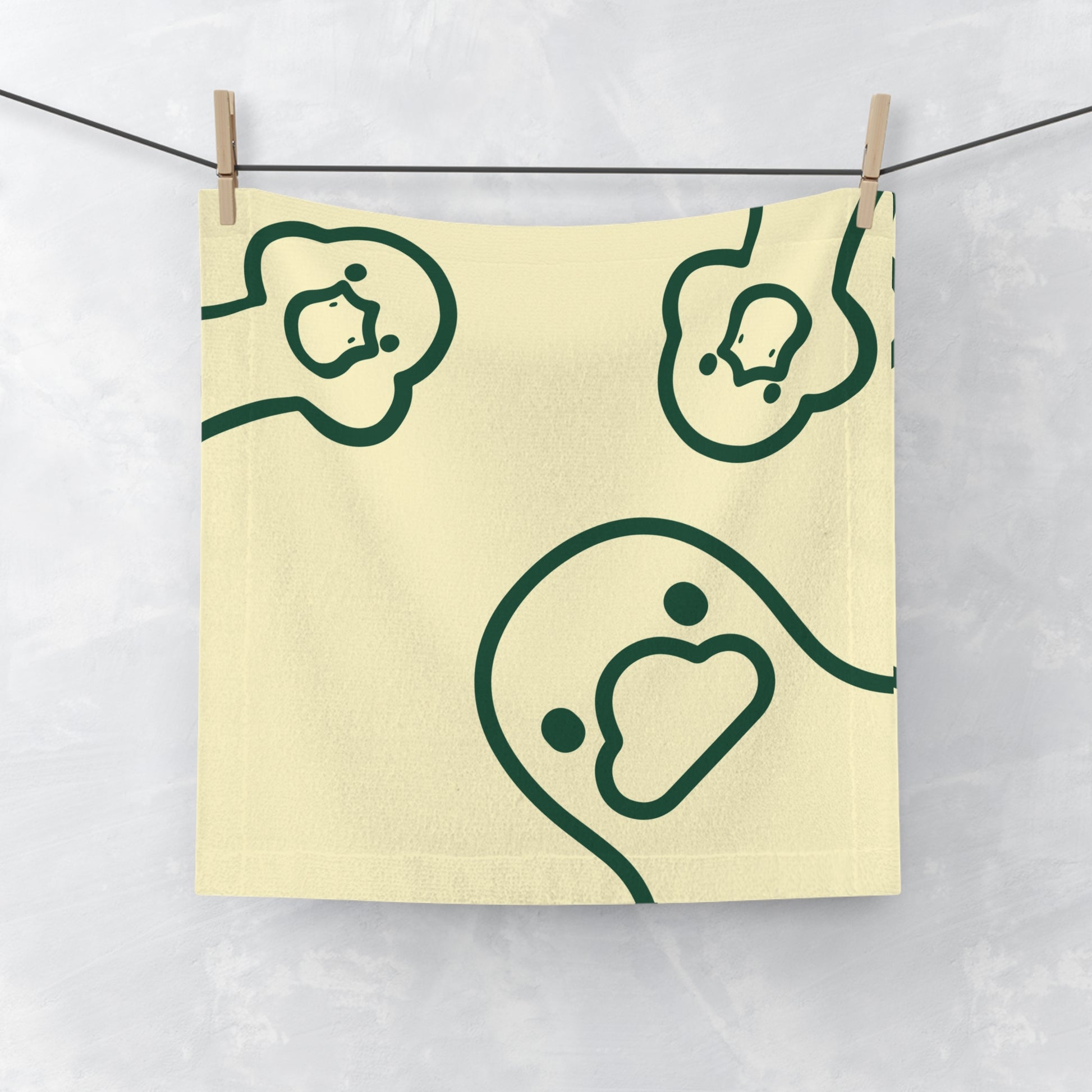 Butter yellow face towel with quirky duck and ‘You Lookin’ At?’ print for student dorms