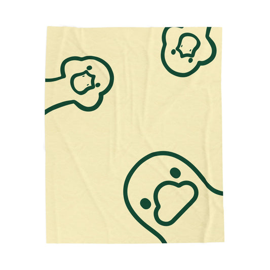 butter yellow plush blanket with What Up Duck branding for college-style home decor