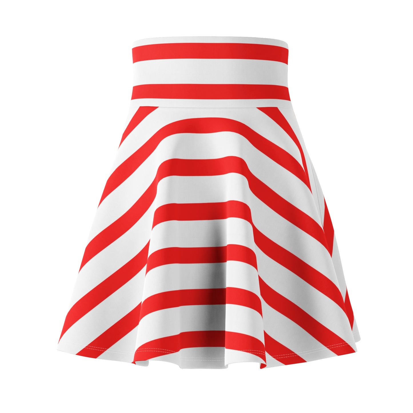 Chic red striped skater skirt—fashionable, festive, and perfect for celebrating American pride.
