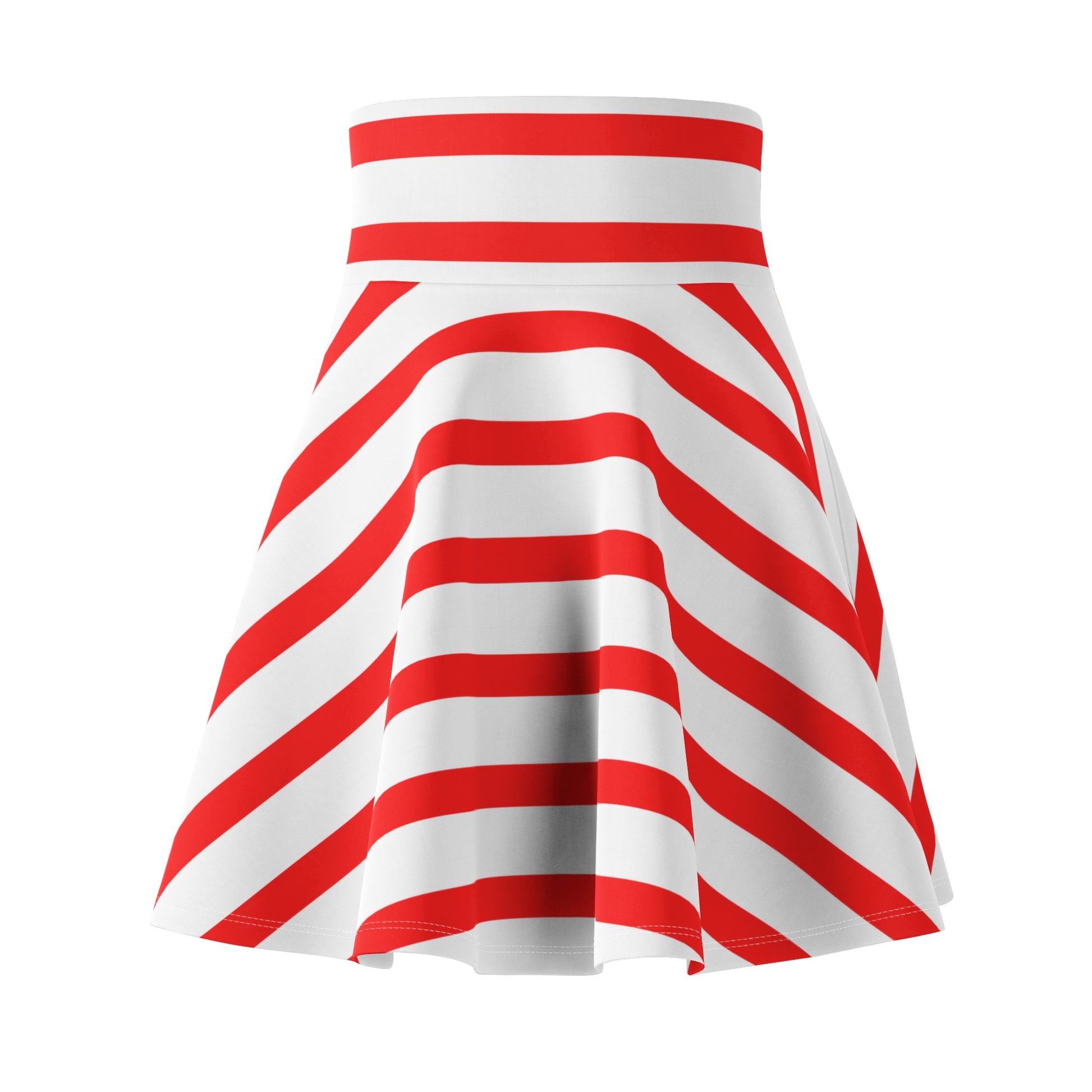 Chic red striped skater skirt—fashionable, festive, and perfect for celebrating American pride.
