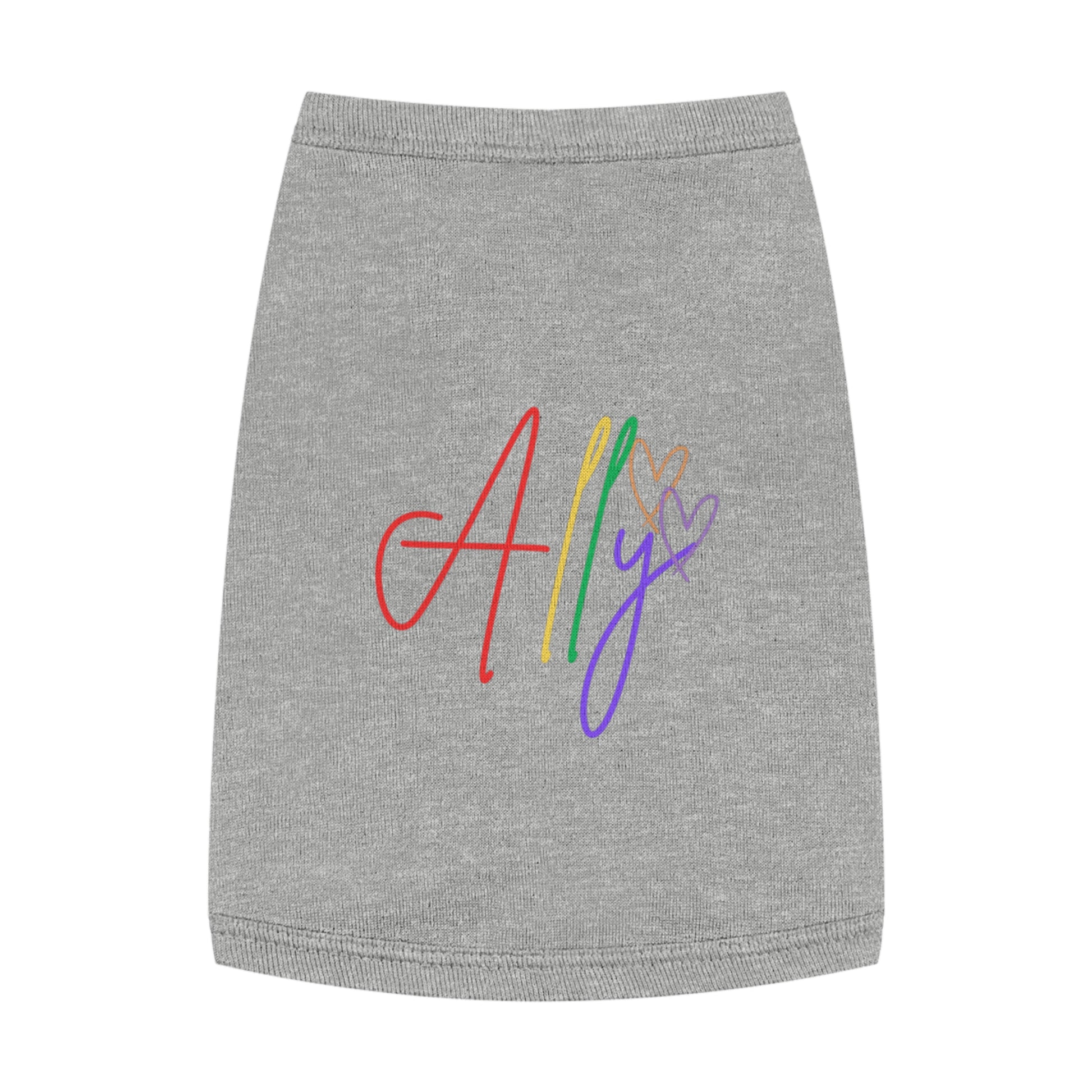 Colorful LGBTQ+ Ally Dog Tee – A wagging pup sports a rainbow pride shirt, making a bold statement for diversity and unity