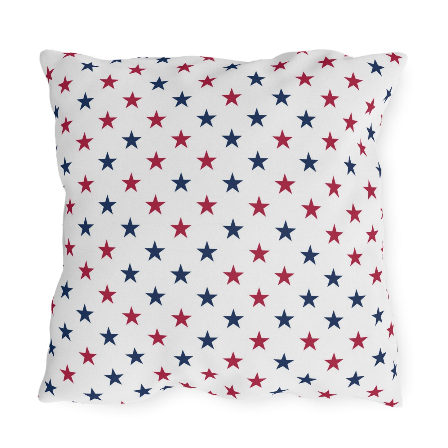 Cozy decorative pillow featuring scattered red, white, and blue stars—playful, patriotic, and great for summer celebrations.