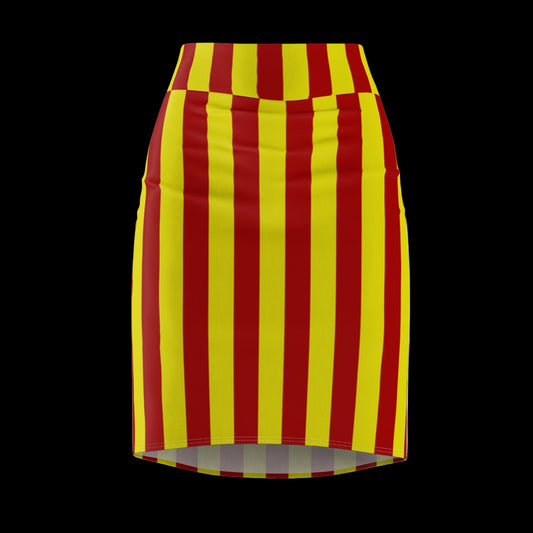 Crimson and gold striped skirt styled for USC gameday girls—retro-inspired, flowy, and perfect for tailgates or campus strolls