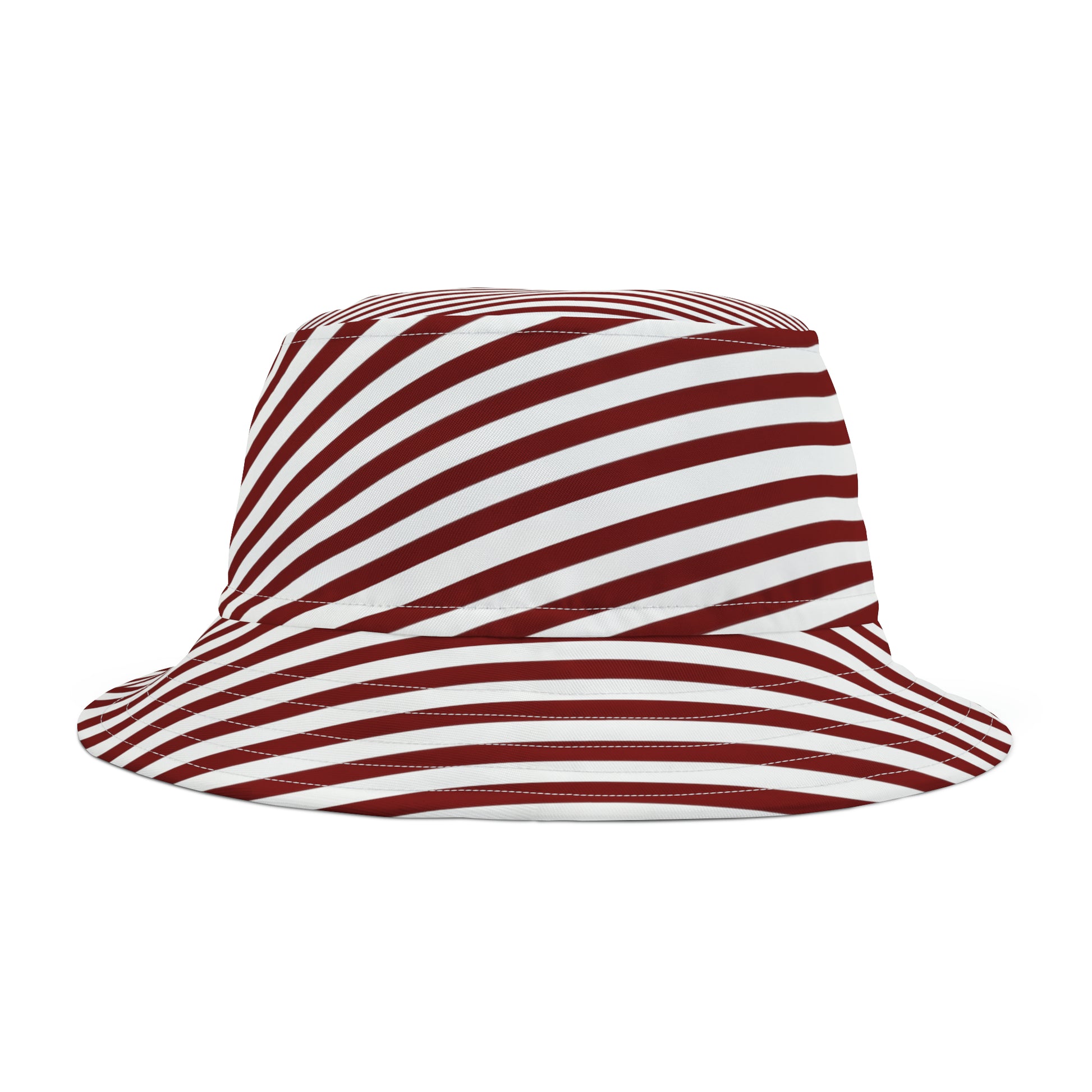 Crimson-striped bucket hat styled for Tuscaloosa gameday with bold Southern girl flair—perfect for tailgates and rooftop hangouts.