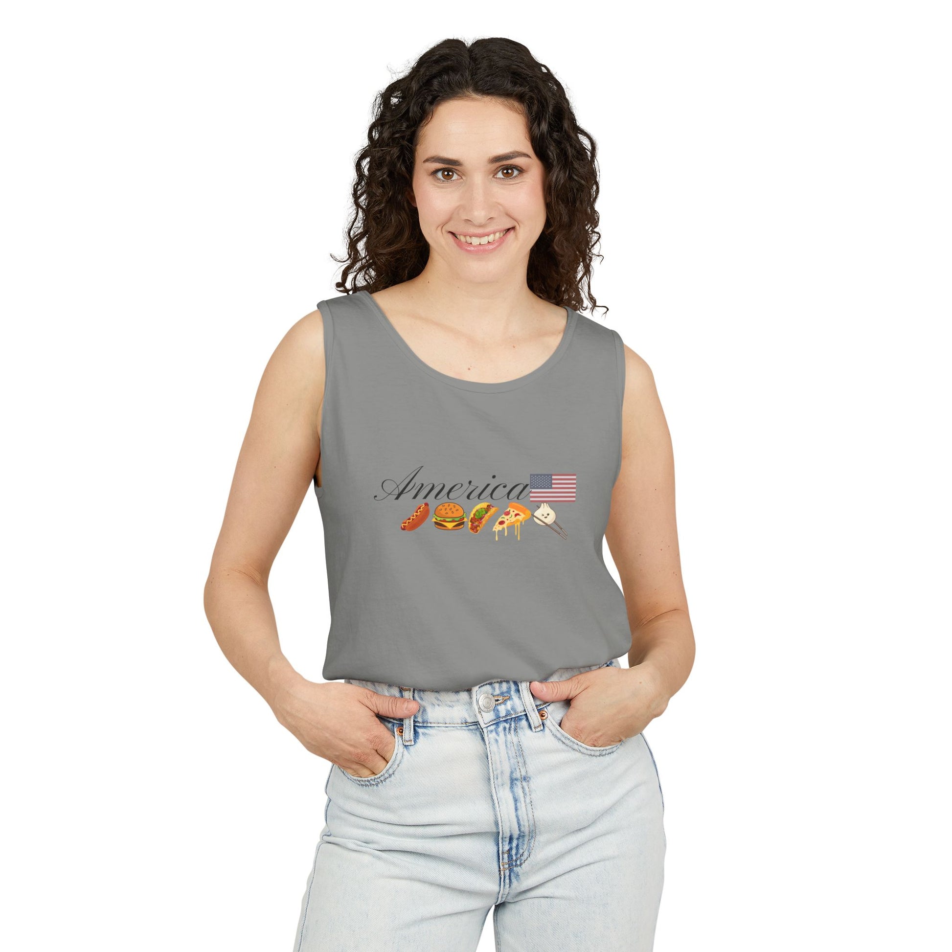 Celebrate american diversity fourth of july foodie tank gray