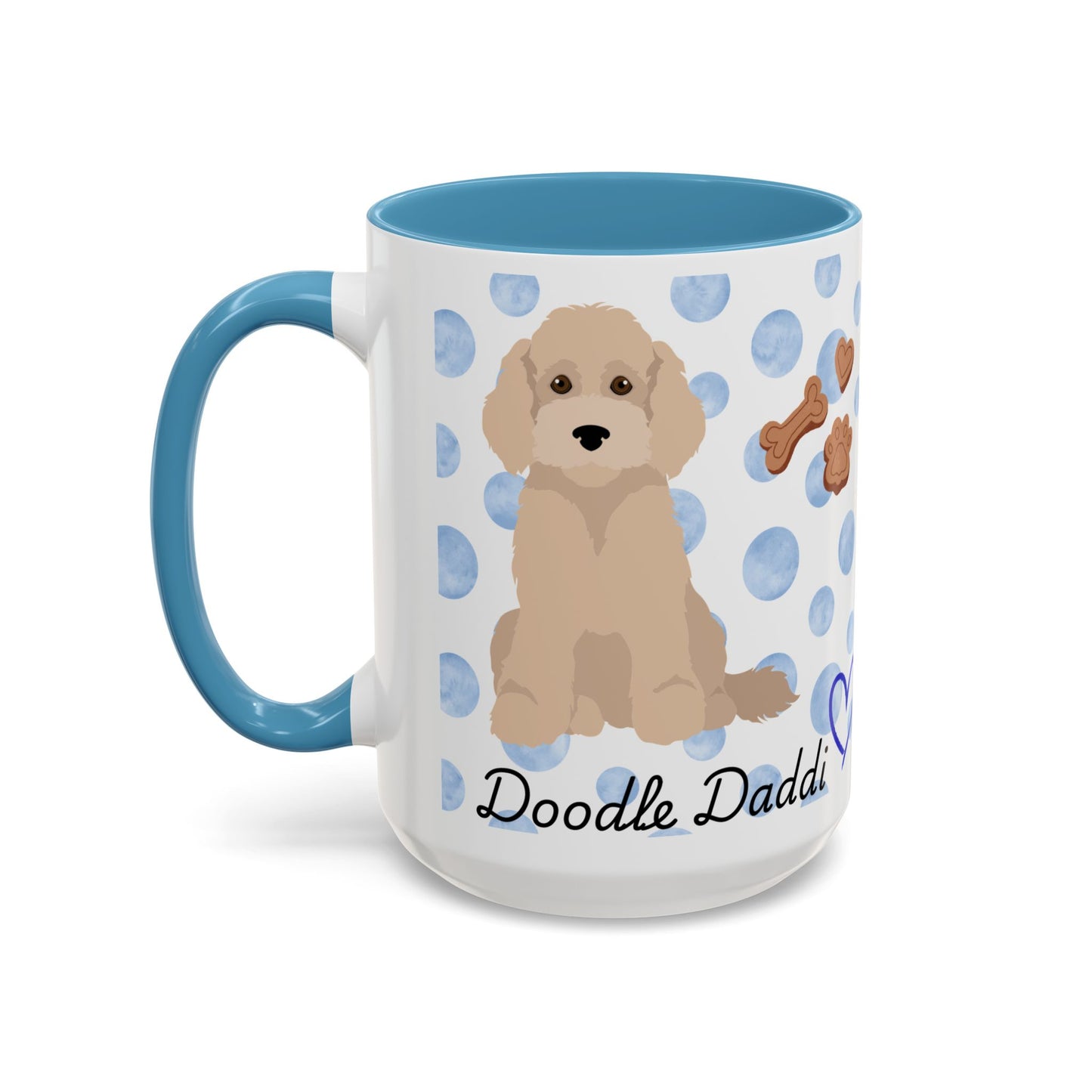 Doodle Daddi mug styled on desk with books and retro decor