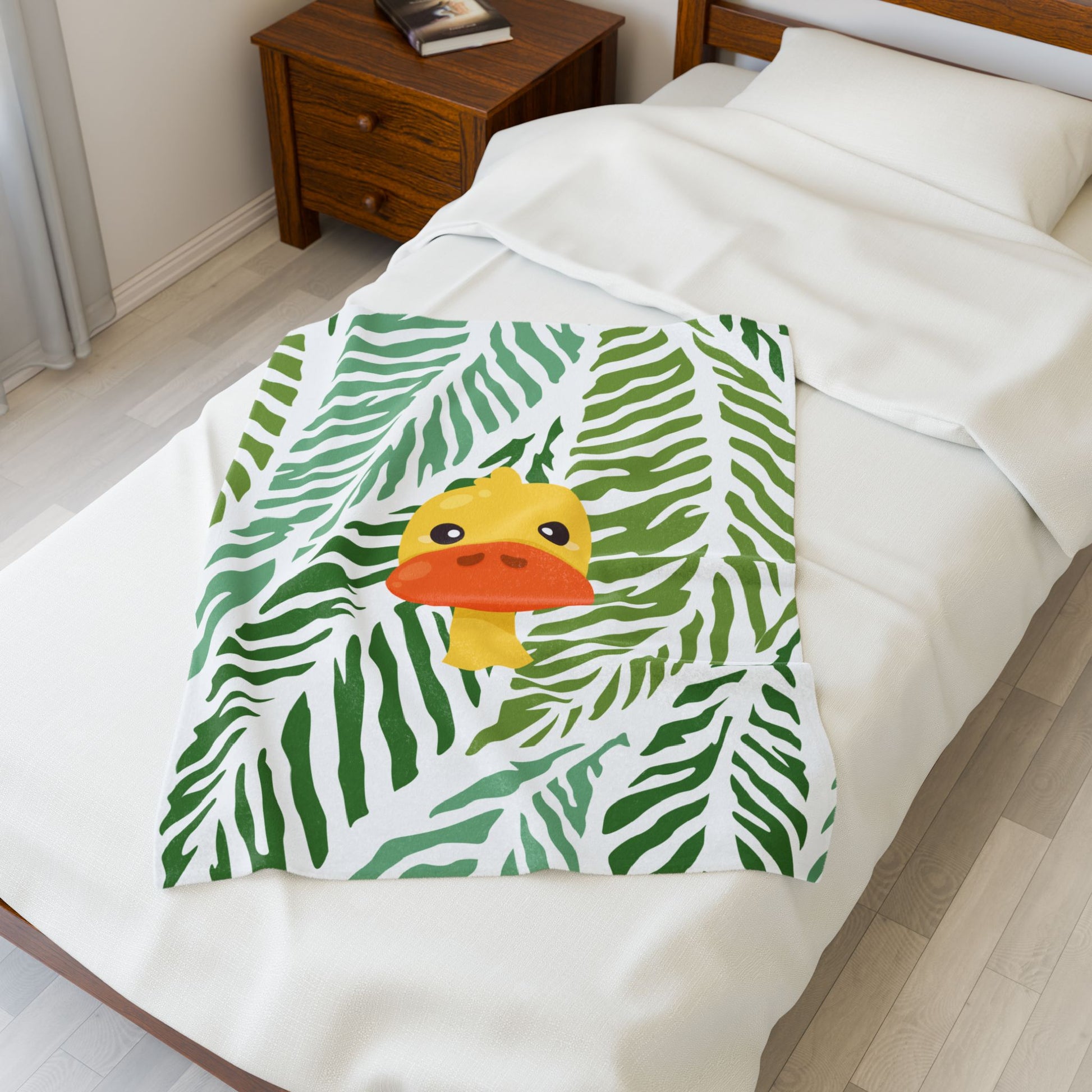 Plush blanket packaged for dopamine decor care bundle with tropical flair