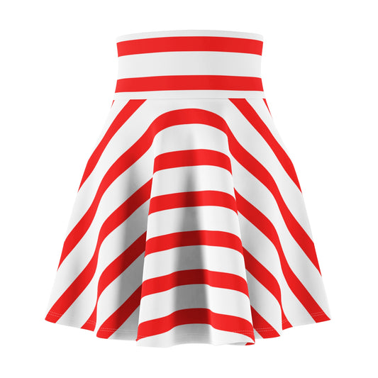 Eye-catching Fourth of July skater skirt with bold red and white stripes—fun, stylish, and great for holiday outfits