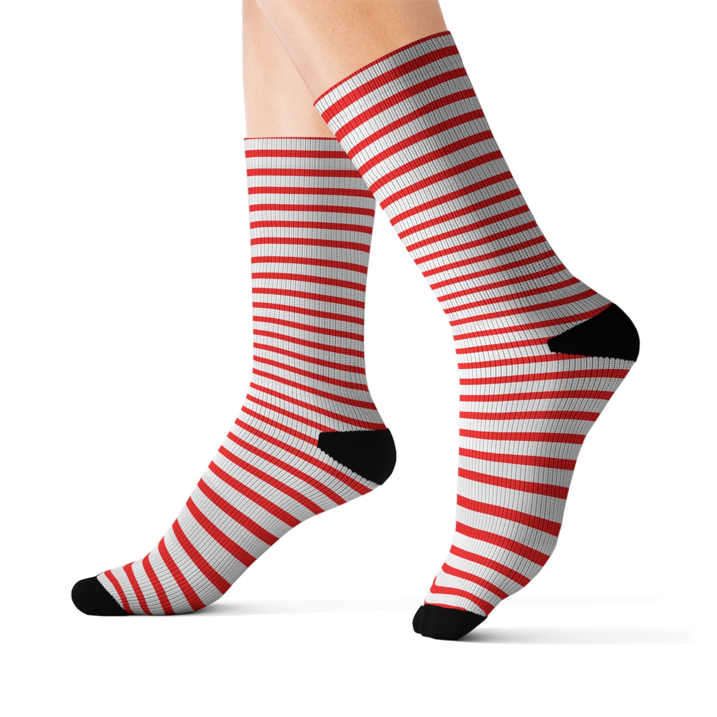 Eye-catching Fourth of July socks featuring a mix of red and white stripes—fun, festive, and great for holiday outfits
