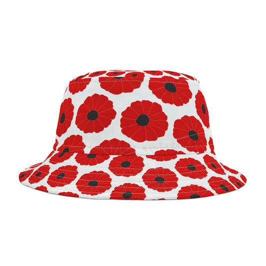 Crimson floral bucket hat styled for gameday in Tuscaloosa—lightweight, feminine, and perfect for SEC tailgates.