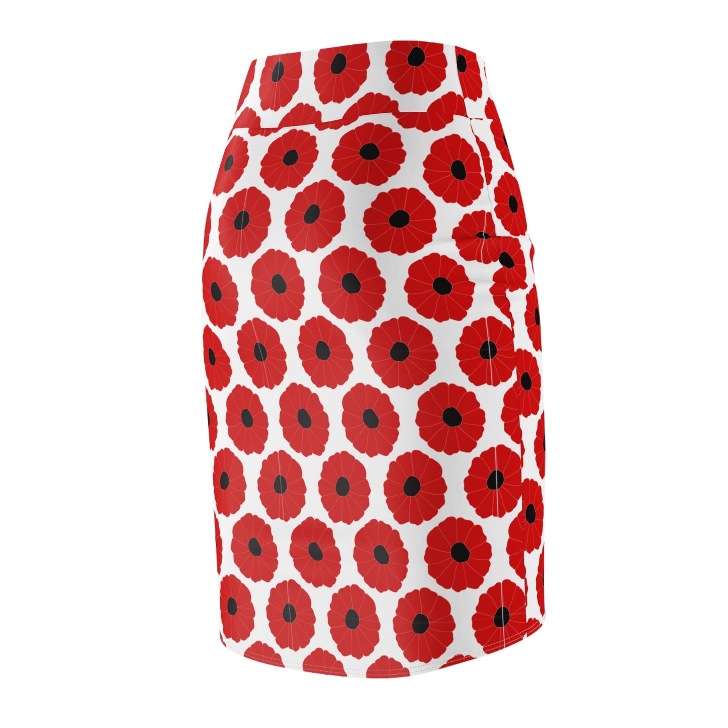 Back view of crimson floral gameday skirt showcasing layered ruffles and a flattering silhouette for tailgate-ready looks