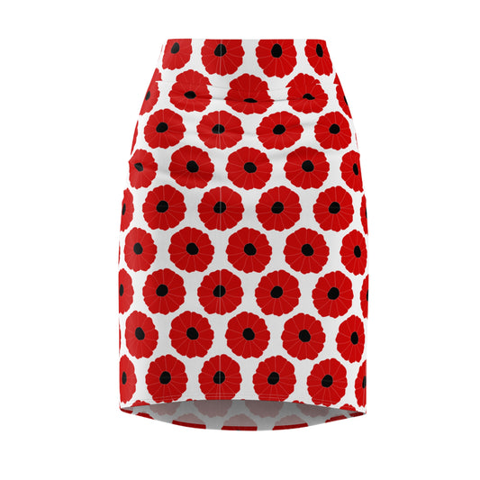 Front view of floral crimson ruffle skirt styled for Tuscaloosa gameday—flirty and feminine with bold Southern charm