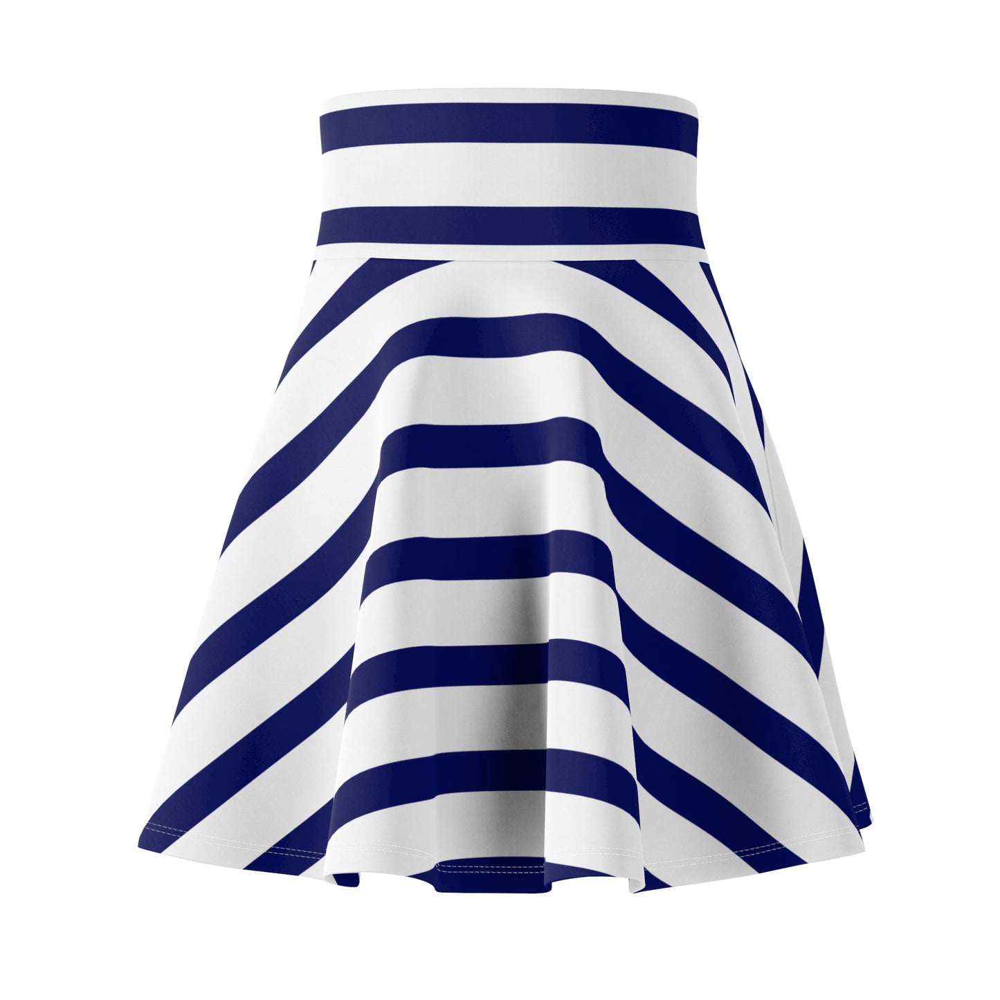 Classic navy-and-white striped skirt for Fourth of July celebrations, effortlessly combining style, comfort, and patriotic charm.