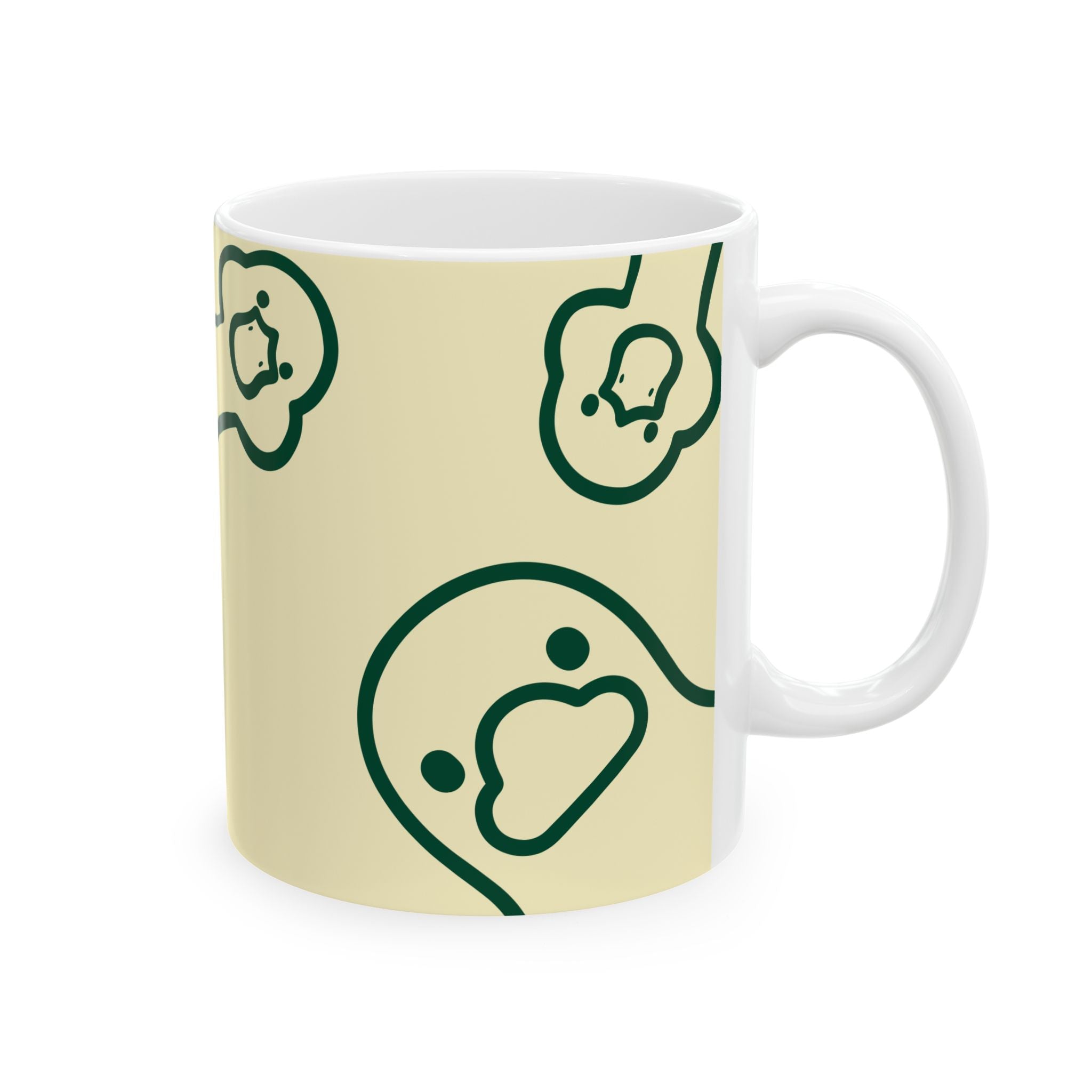 Funny ceramic dorm mug in yellow with bold duck design and playful attitude