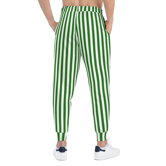 Green Striped Gameday Joggers featuring a sporty, athletic fit with bold stripes—perfect for tailgates and casual game-day style.