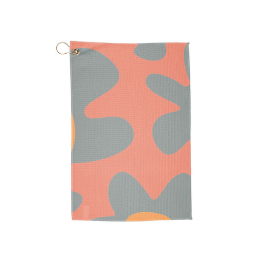 A psychedelic floral golf towel channeling bold, 70s flower-power energy. A colorful must-have for golfers who love funky aesthetics