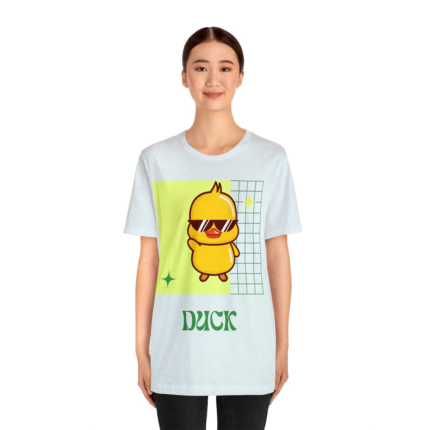 Ice Blue Cute Duck Graphic T-Shirt worn at a tailgate, delivering fresh colors with fan-inspired charm.
