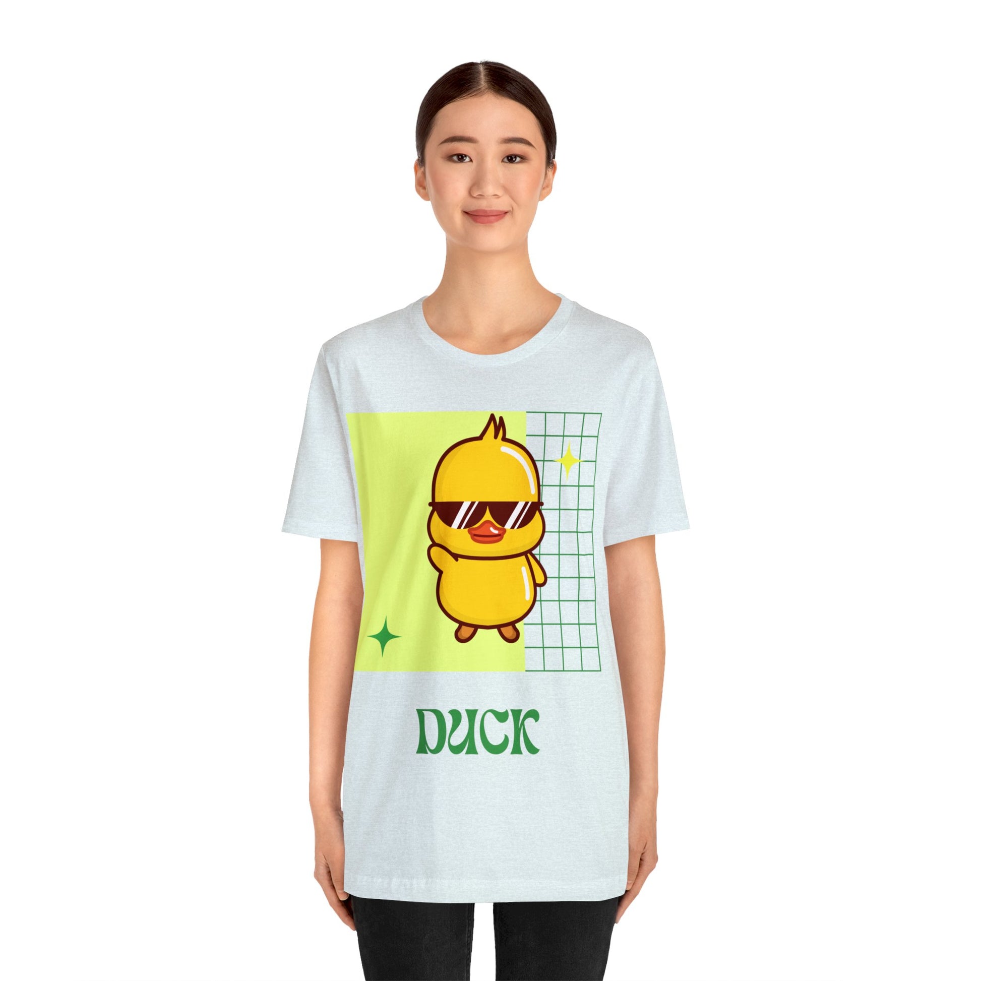Ice Blue Cute Duck Graphic T-Shirt worn at a tailgate, delivering fresh colors with fan-inspired charm.