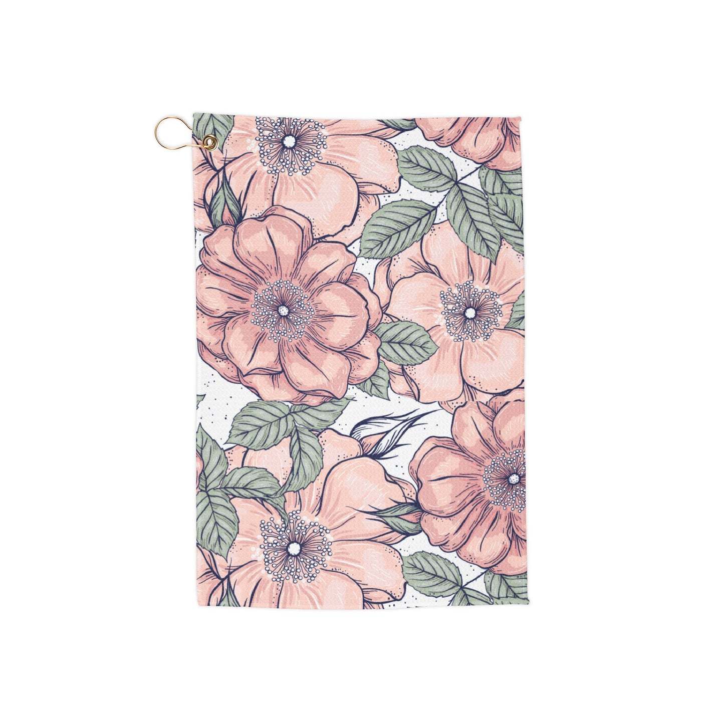 A delicate pink floral golf towel featuring soft, dreamy blooms in a lush garden-inspired design. Romantic, vintage-chic, and perfect for golfers who love a graceful aesthetic.