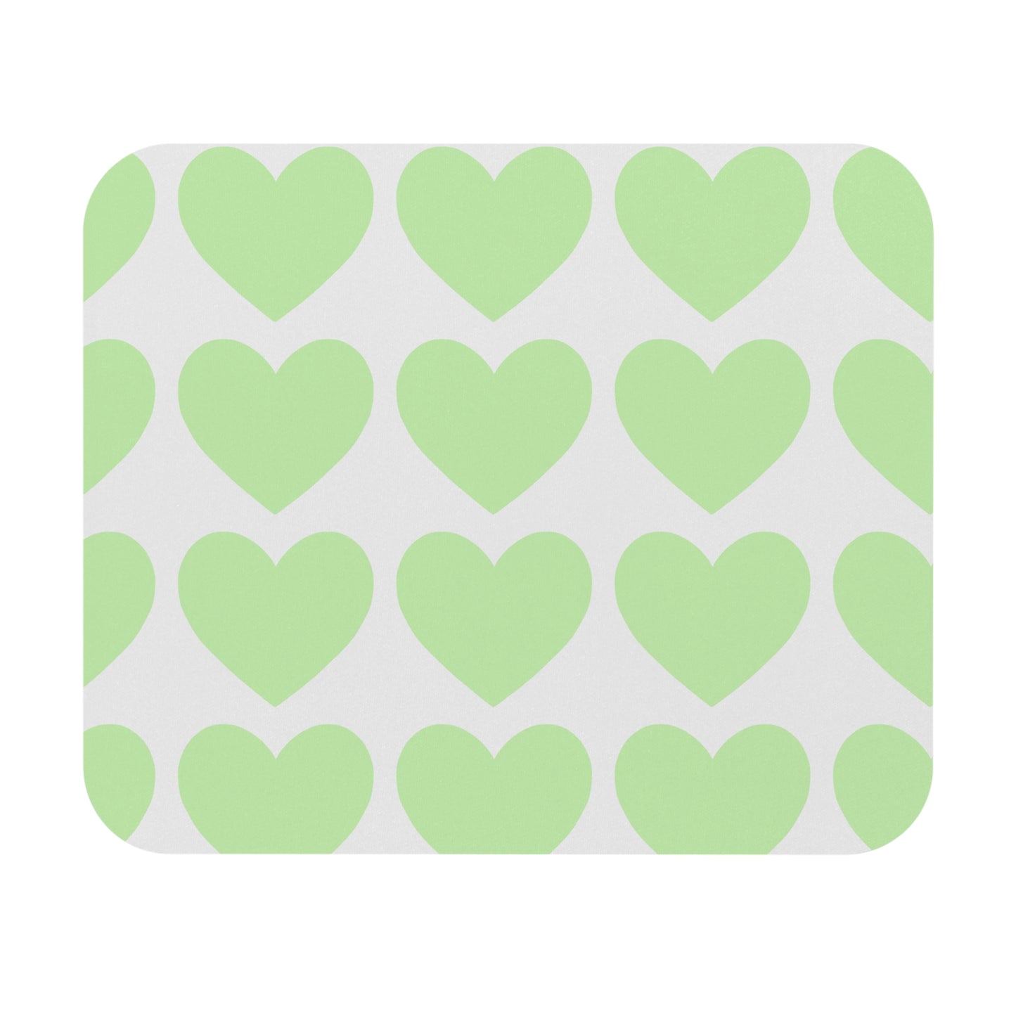Large mouse pad with mint green heart pattern styled on cozy college desk