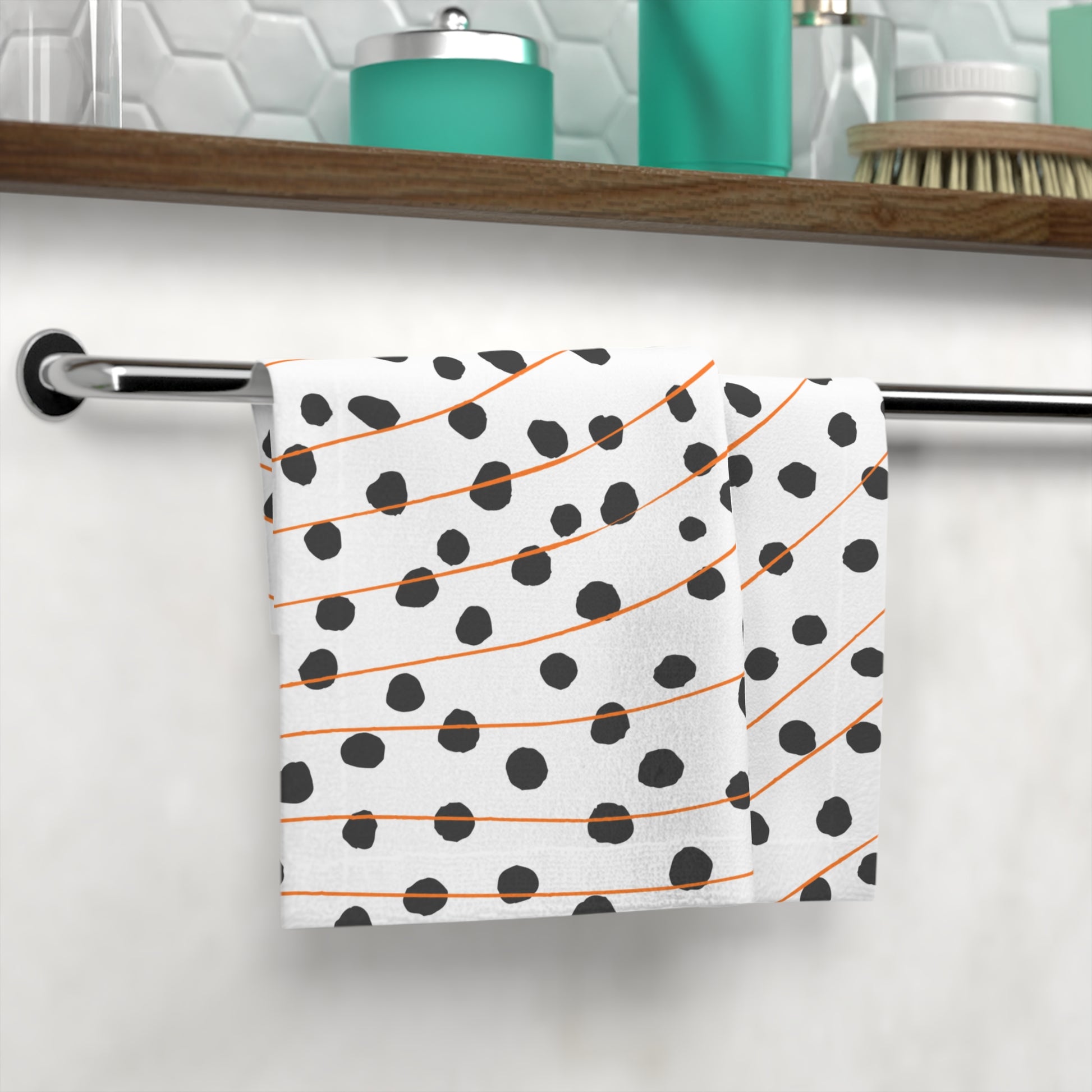 Face towel styled in minimalist bathroom with modern decor and natural lighting