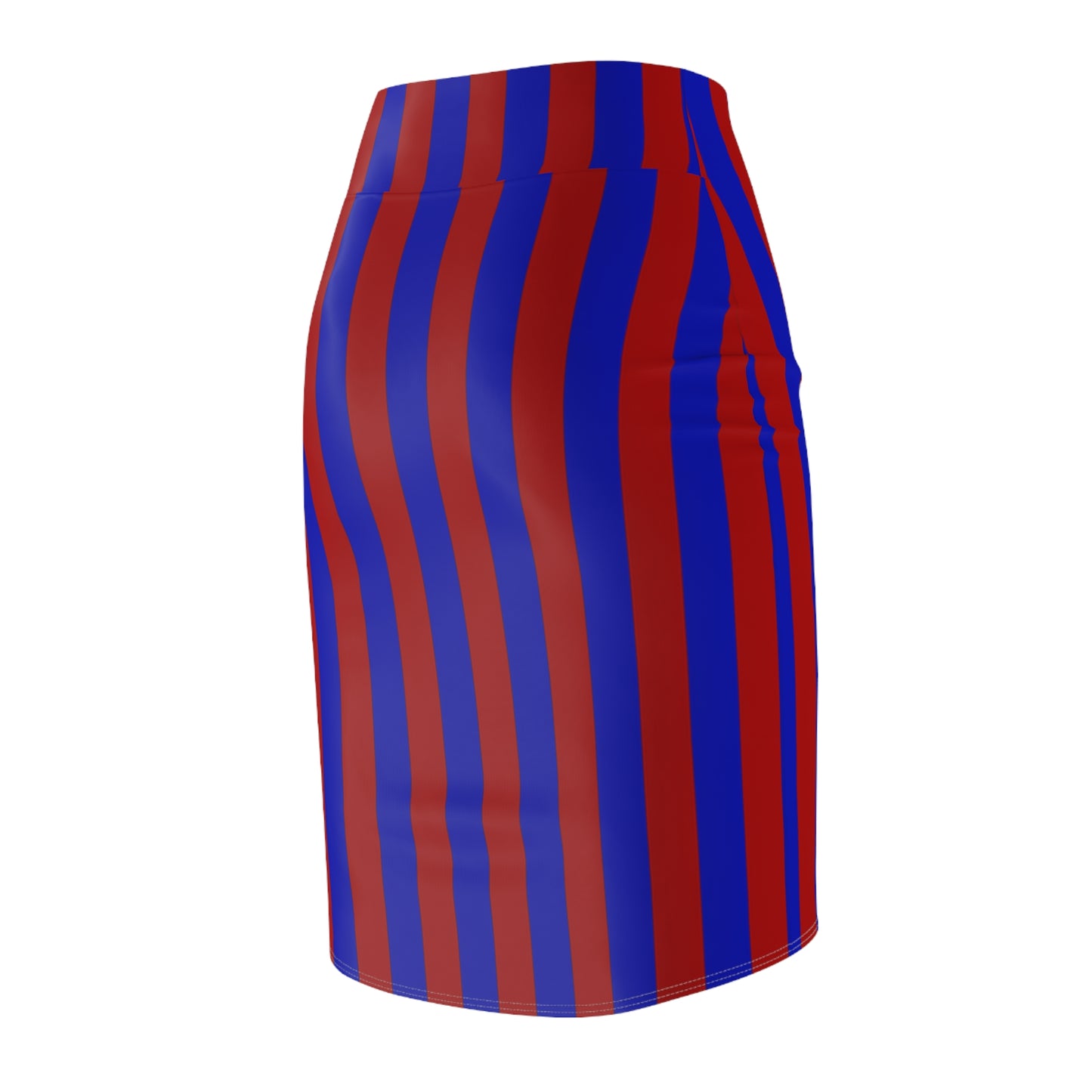 Back view of Arizona-inspired navy and red striped gameday skirt featuring bold vertical lines and a flattering high-waist cut, styled with retro feminine energy for college football weekends.