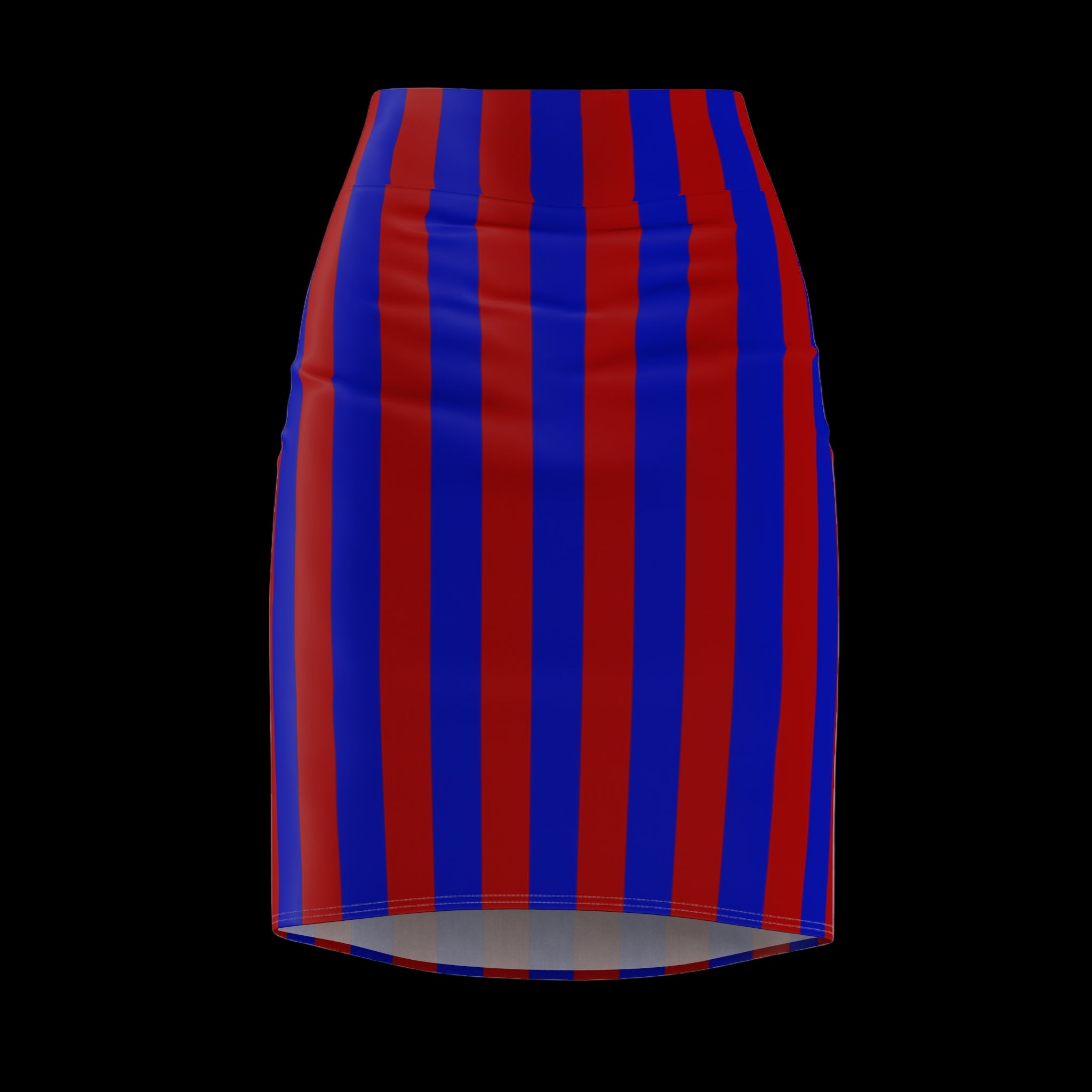 Navy and red vertically striped skirt styled for Arizona-inspired gameday fashion—retro silhouette with bold color contrast and feminine flair.