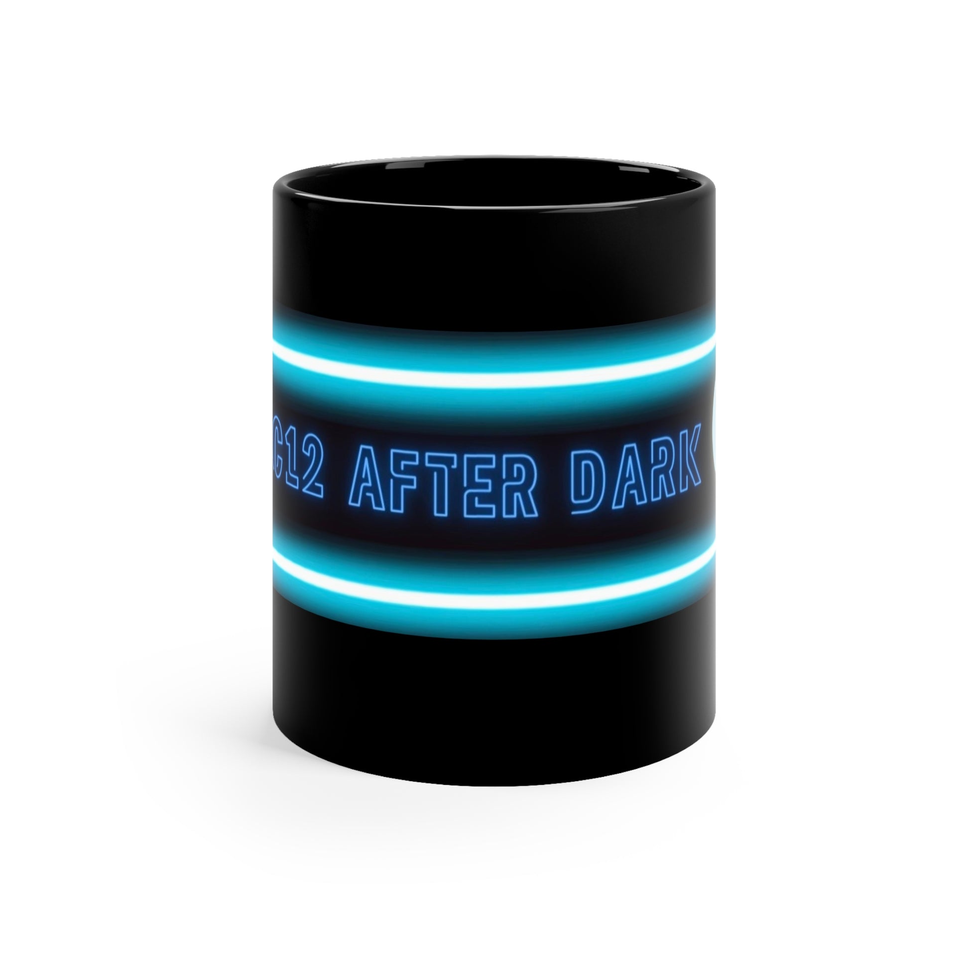 Pac-12 After Dark Black Coffee Mug featuring bold lettering that pays tribute to legendary late-night West Coast football games.