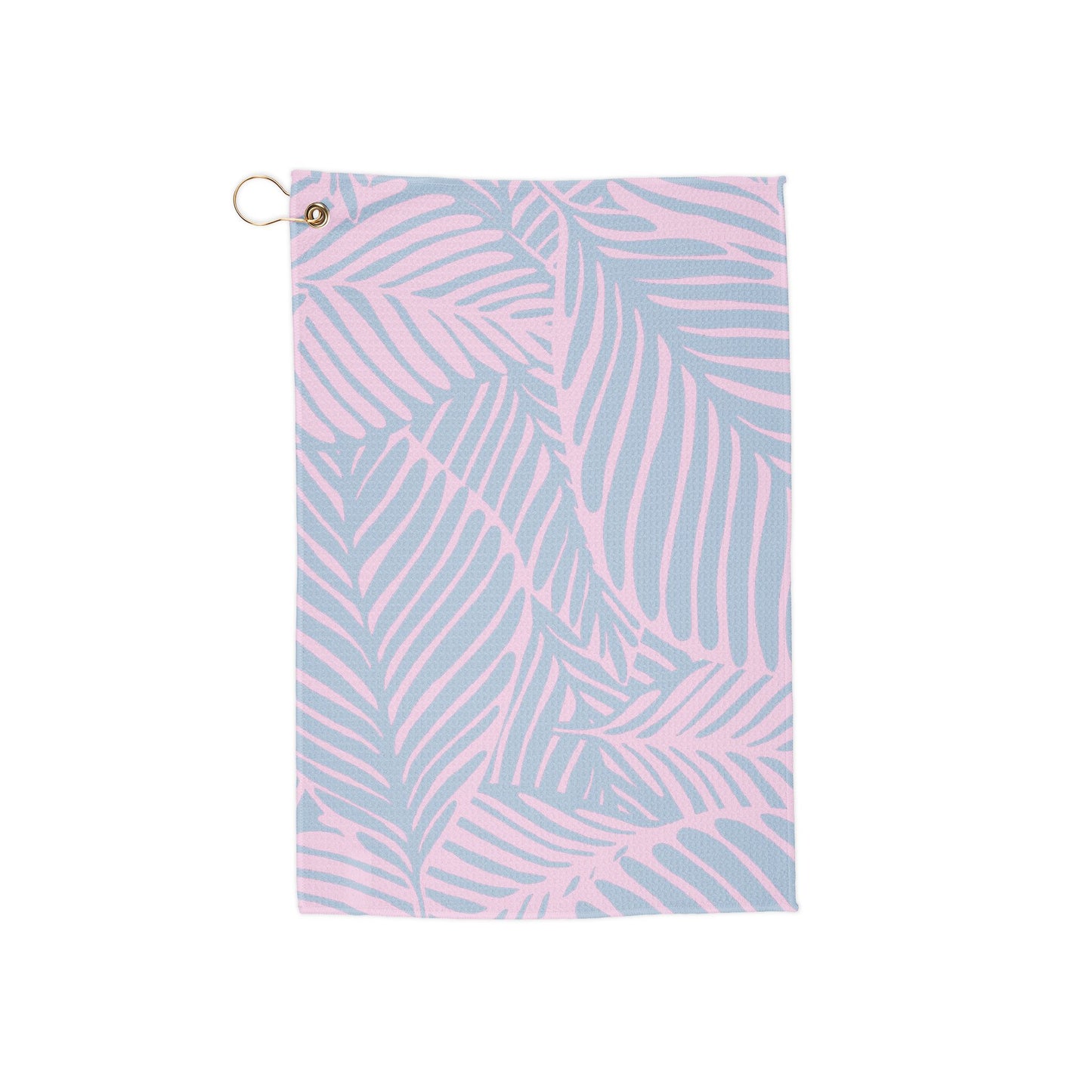 A soft yet exotic golf towel featuring delicate pastel hues with jungle foliage. Dreamy, lush, and effortlessly stylish for tropical-loving players