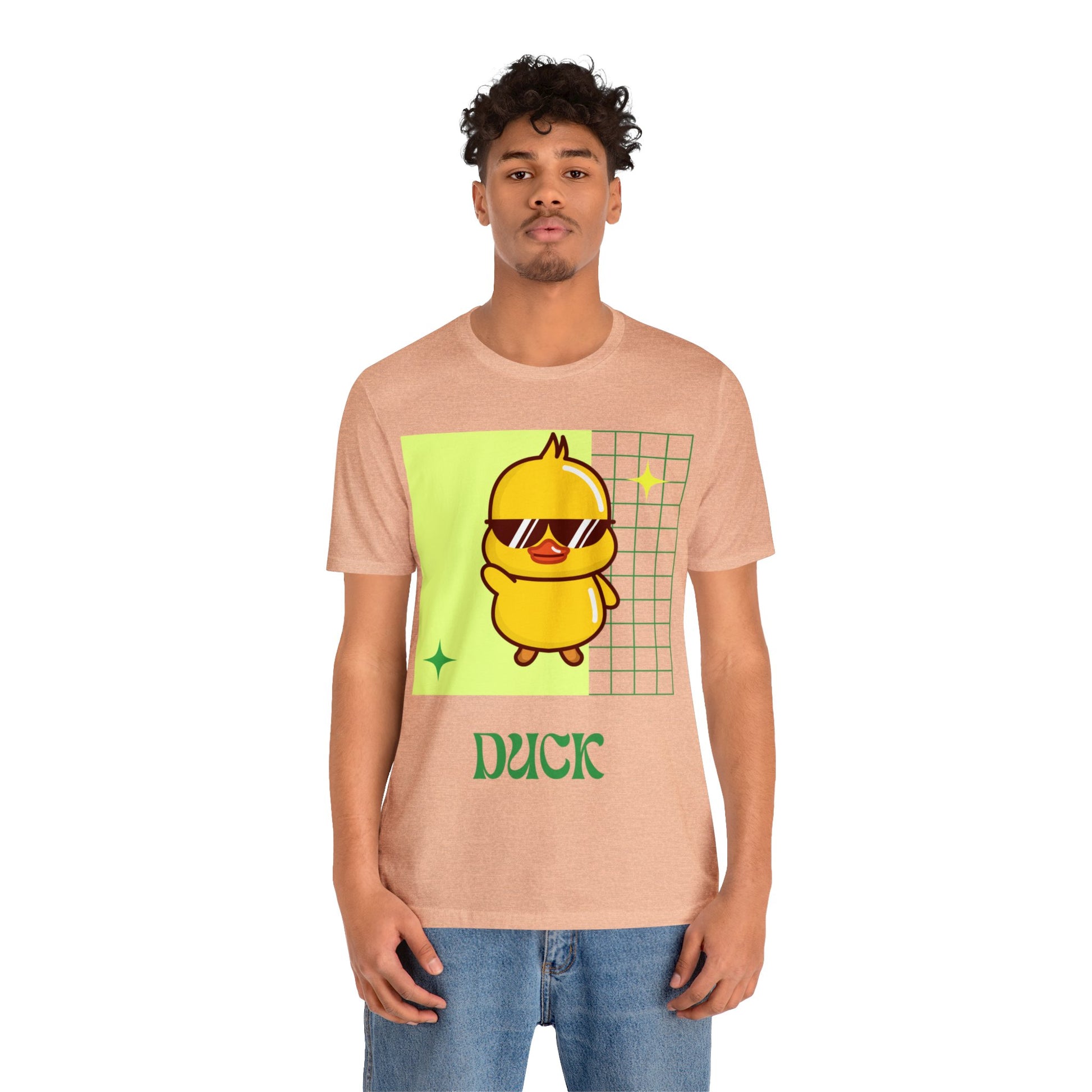 Peach Cute Duck Graphic T-Shirt styled for an everyday look, bringing a fresh take to fan apparel.