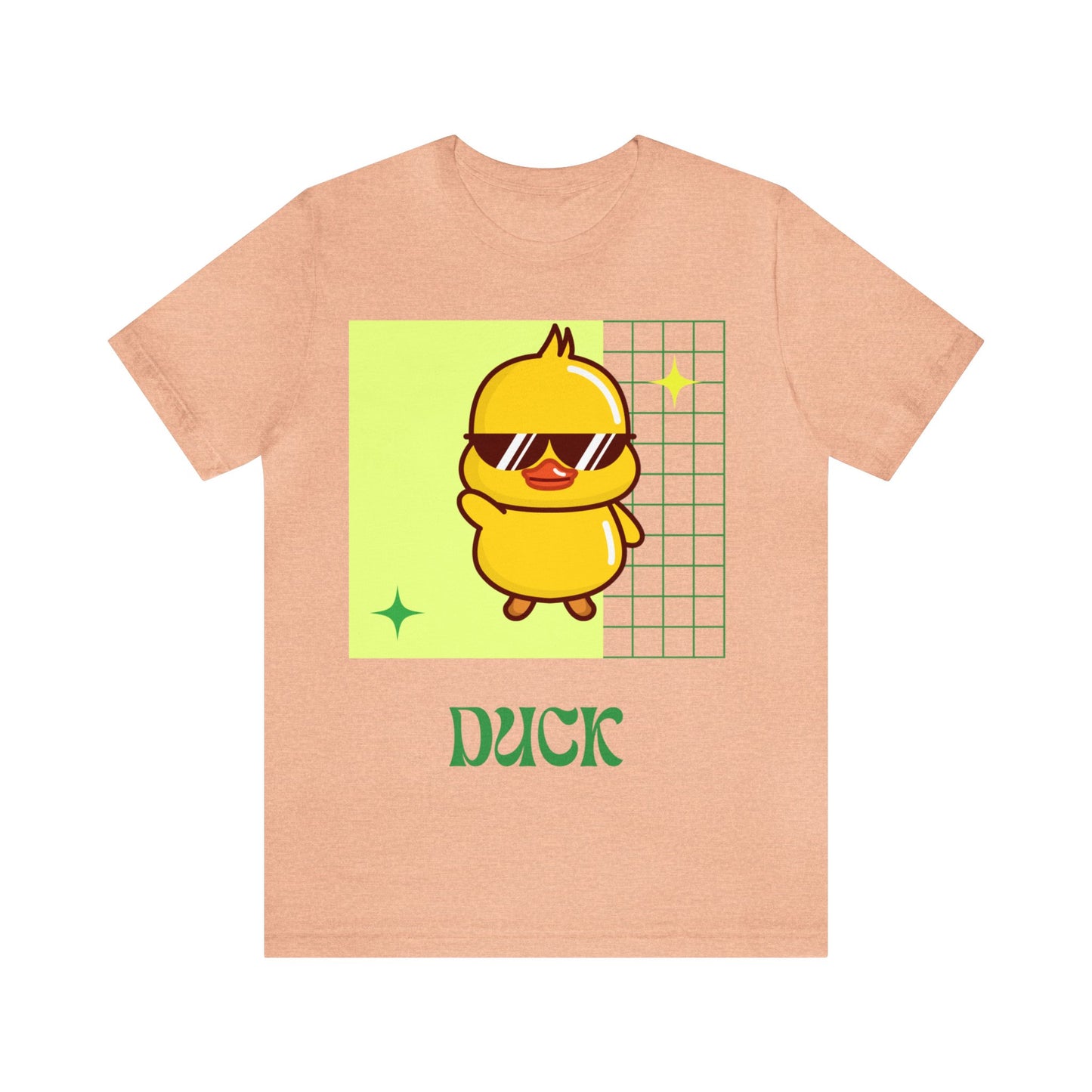 Peach Cute Duck Graphic T-Shirt worn at a football stadium, delivering soft hues with game-day energy.