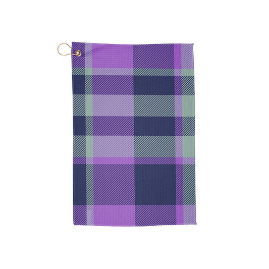 A retro-modern purple plaid golf towel with a sleek, vintage-inspired pattern. Bold, stylish, and ready to make a statement on the course.