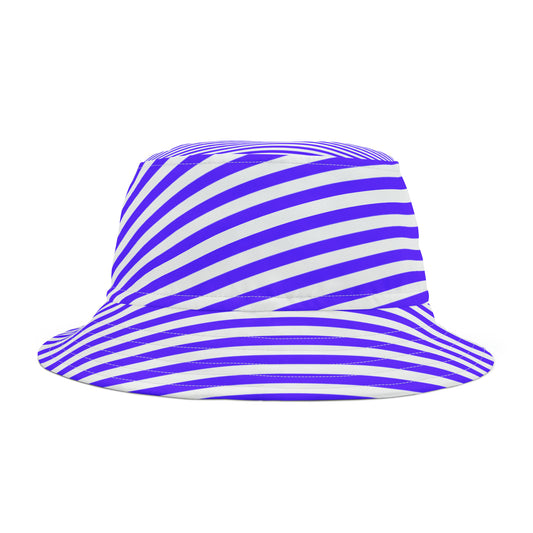 Front view of purple striped bucket hat styled for Baton Rouge gamedays—bold, breathable, and perfect for Southern tailgate fashion