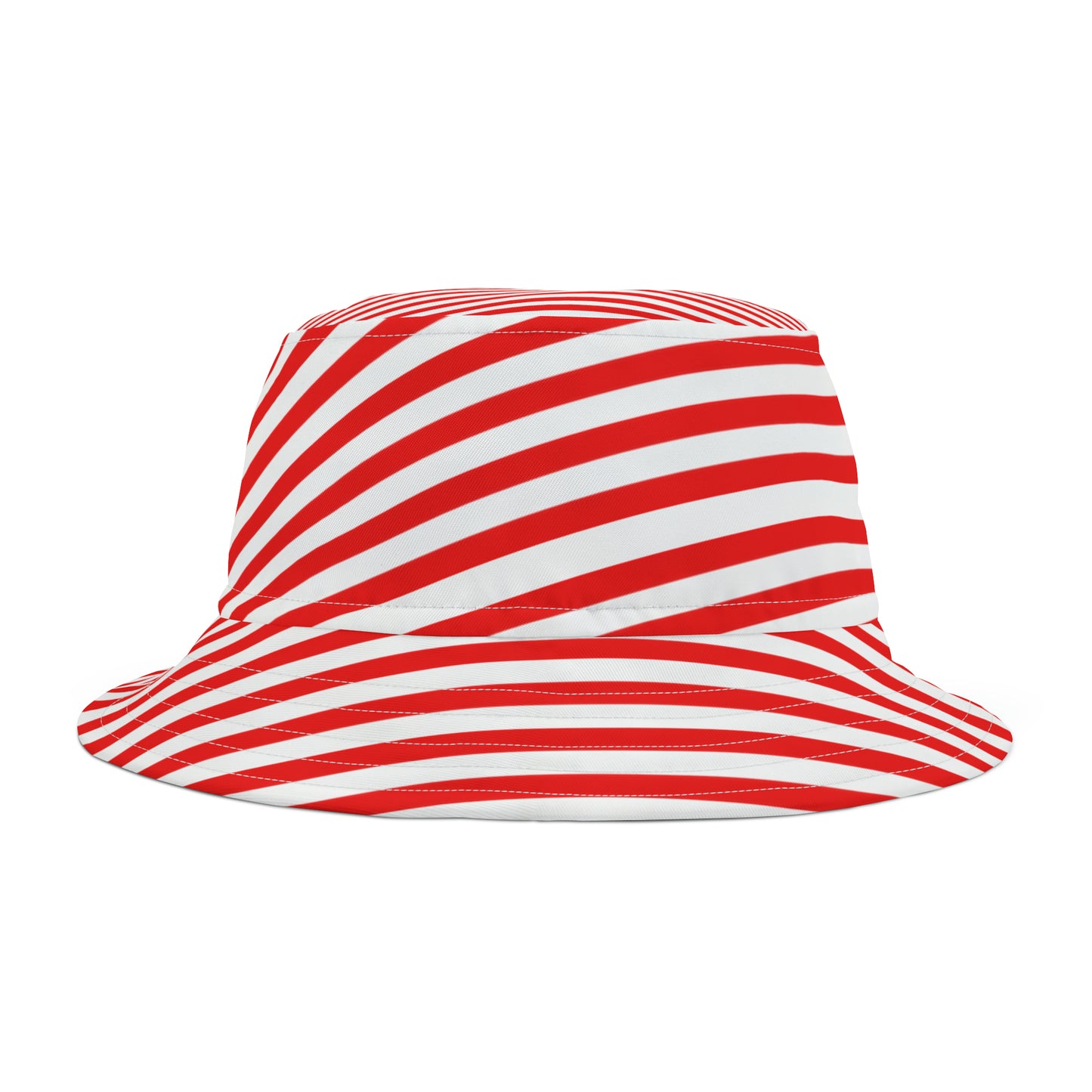 Front view of red striped bucket hat styled for Athens gamedays—breathable, bold, and tailgate-ready