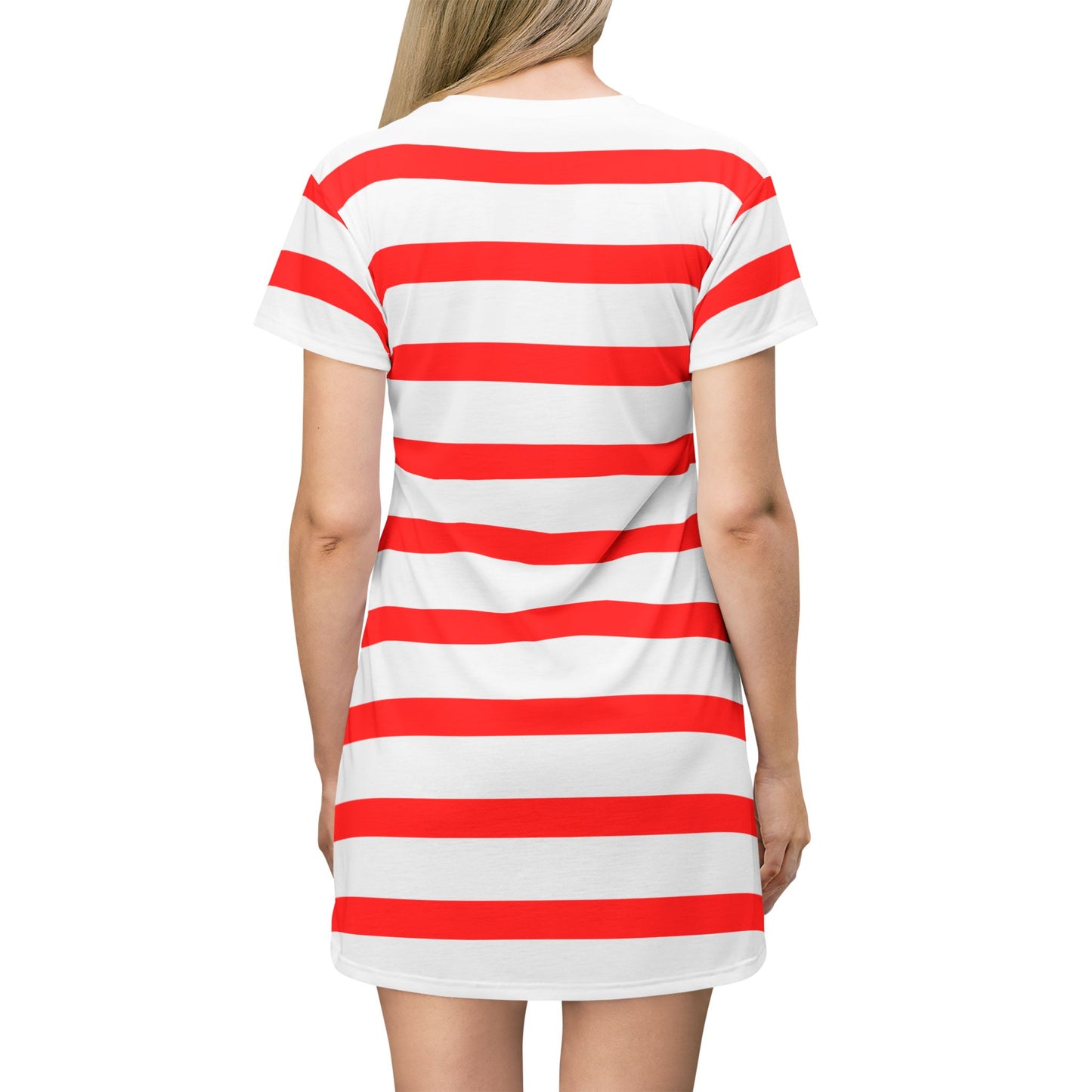 Bold red striped nautical T-shirt dress—patriotic, stylish, and perfect for Fourth of July festivities.