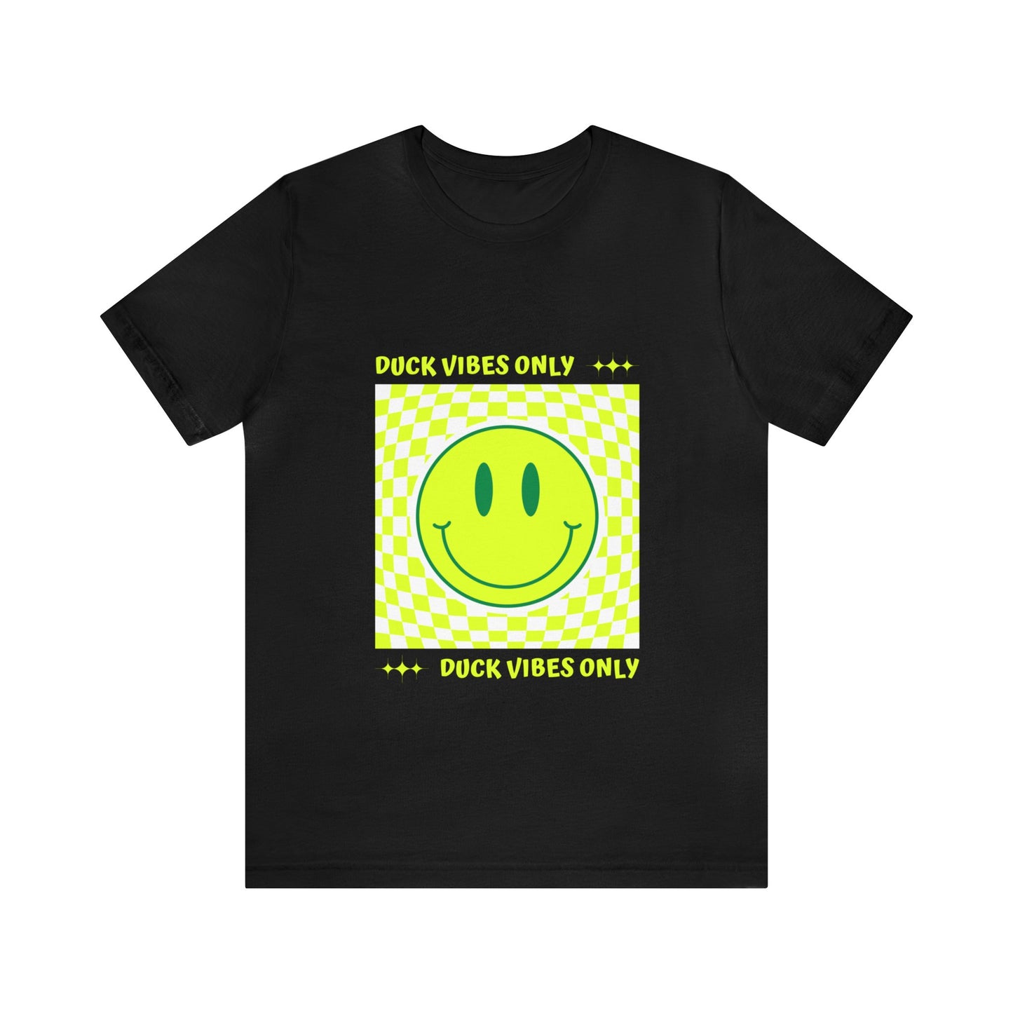 Retro "Duck Vibes Only" Black T-Shirt featuring bold vintage-style text, blending classic fan energy with effortless style.