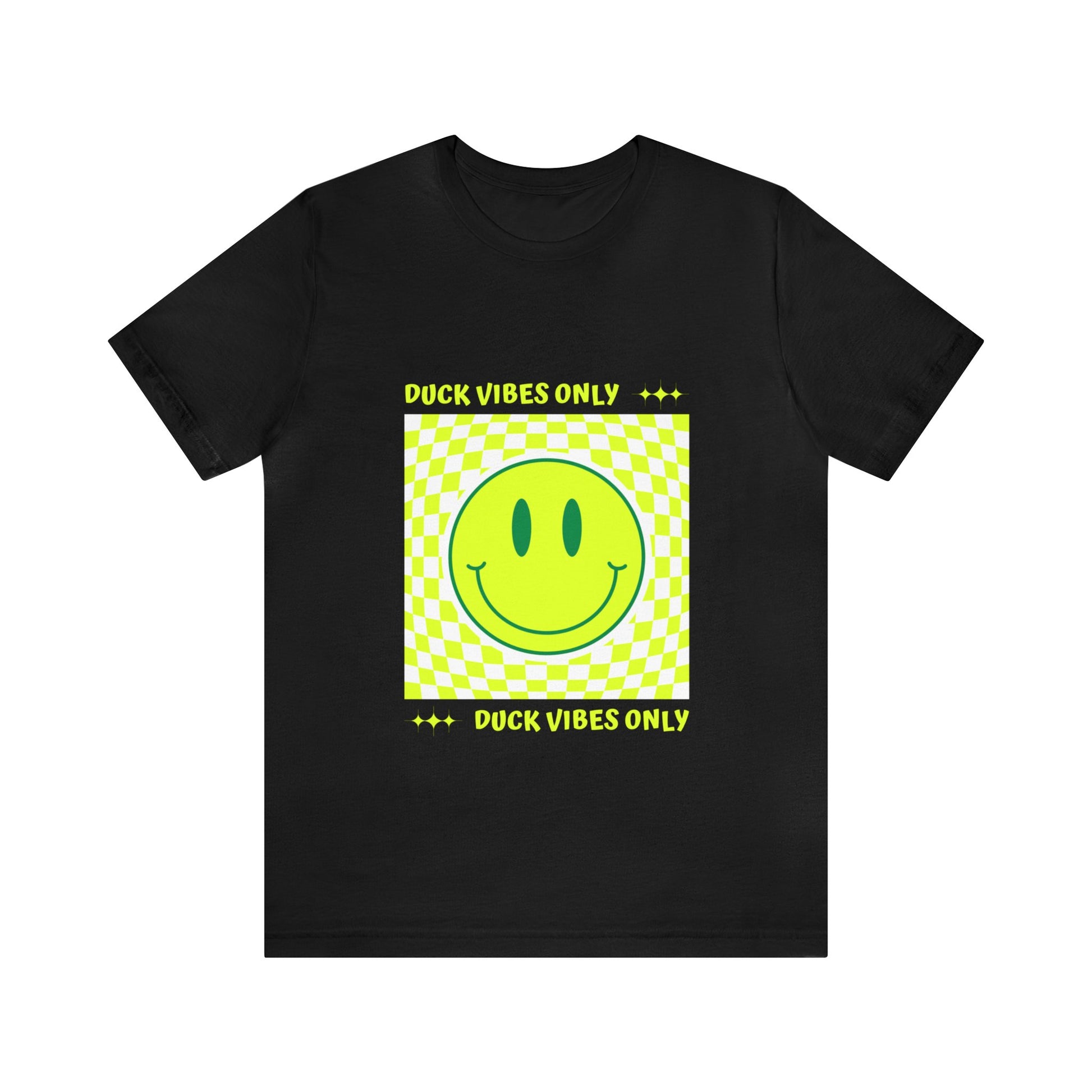 Retro "Duck Vibes Only" Black T-Shirt featuring bold vintage-style text, blending classic fan energy with effortless style.
