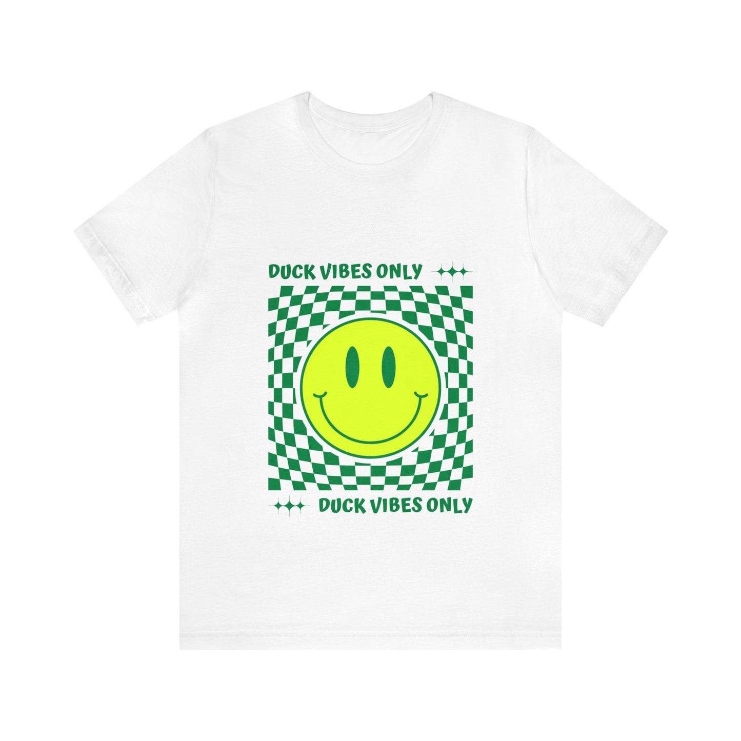 Retro "Duck Vibes Only" White T-Shirt featuring bold vintage-style text, blending classic fan energy with effortless style.