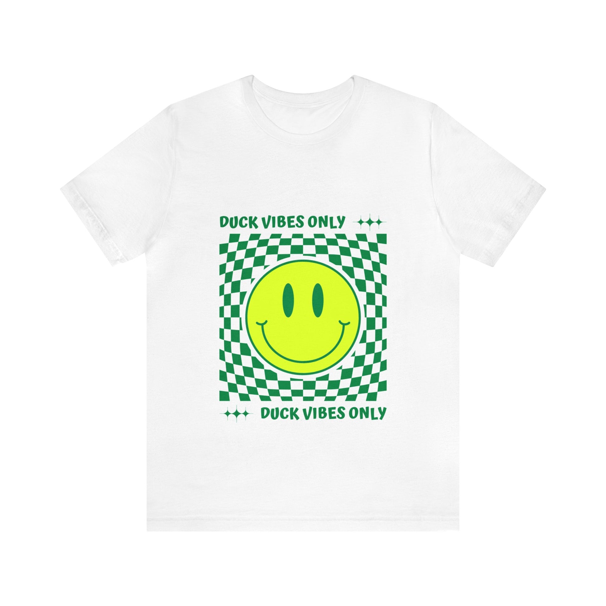 Retro "Duck Vibes Only" White T-Shirt featuring bold vintage-style text, blending classic fan energy with effortless style.
