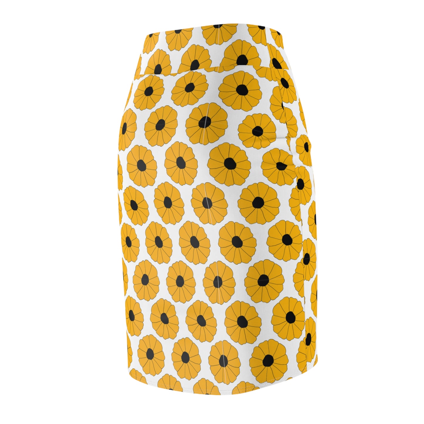 Back view of black and orange floral skirt showing flattering silhouette and vintage-inspired print—perfect for Corvallis tailgates