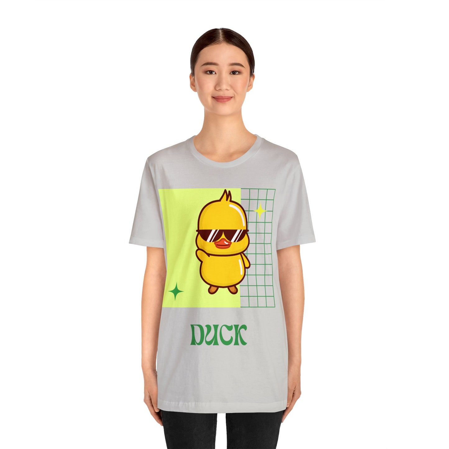 Silver Gray Cute Duck Graphic T-Shirt worn at a tailgate, blending cool tones with bold school spirit.